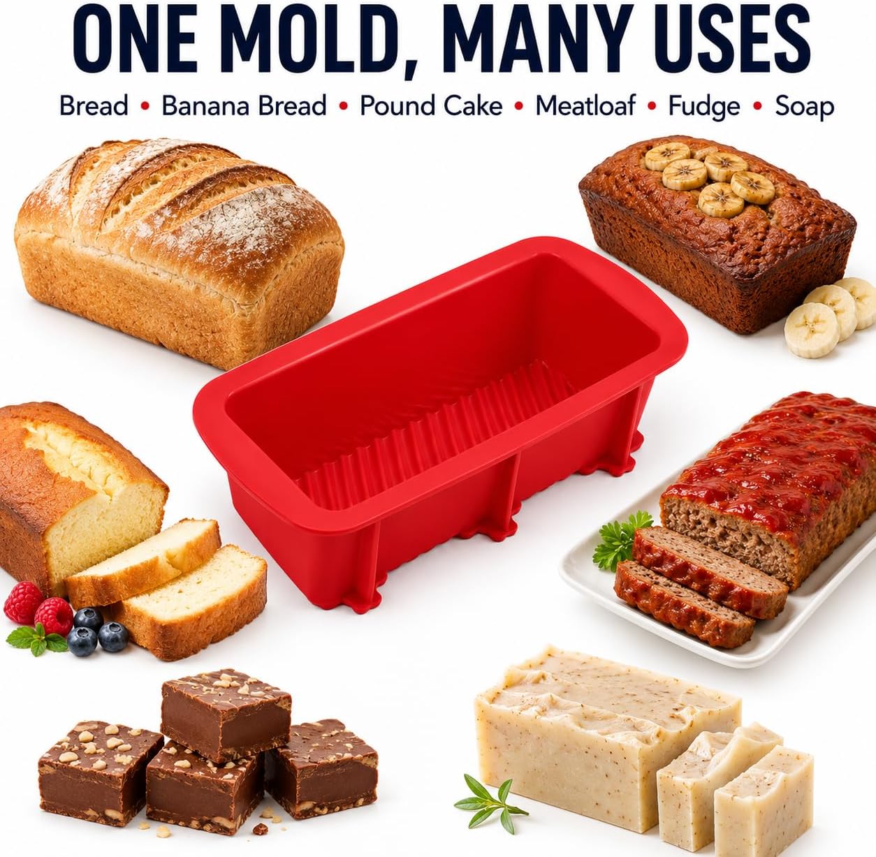 Set of Two Nonstick Loaf Pan For Homemade Bread Making,Soap, Fudge, Meatloaf and more (2 Pack Bread Mold)