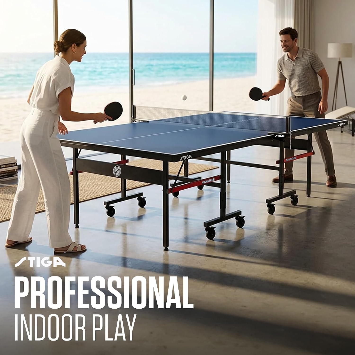 STIGA Advantage Series Indoor Ping Pong Table, Foldable Table Tennis Table - 13, 15, 18, and 25mm Tabletops - Quickplay 10 Minute Assembly - Playback Mode - Recreational- to Tournament-Level