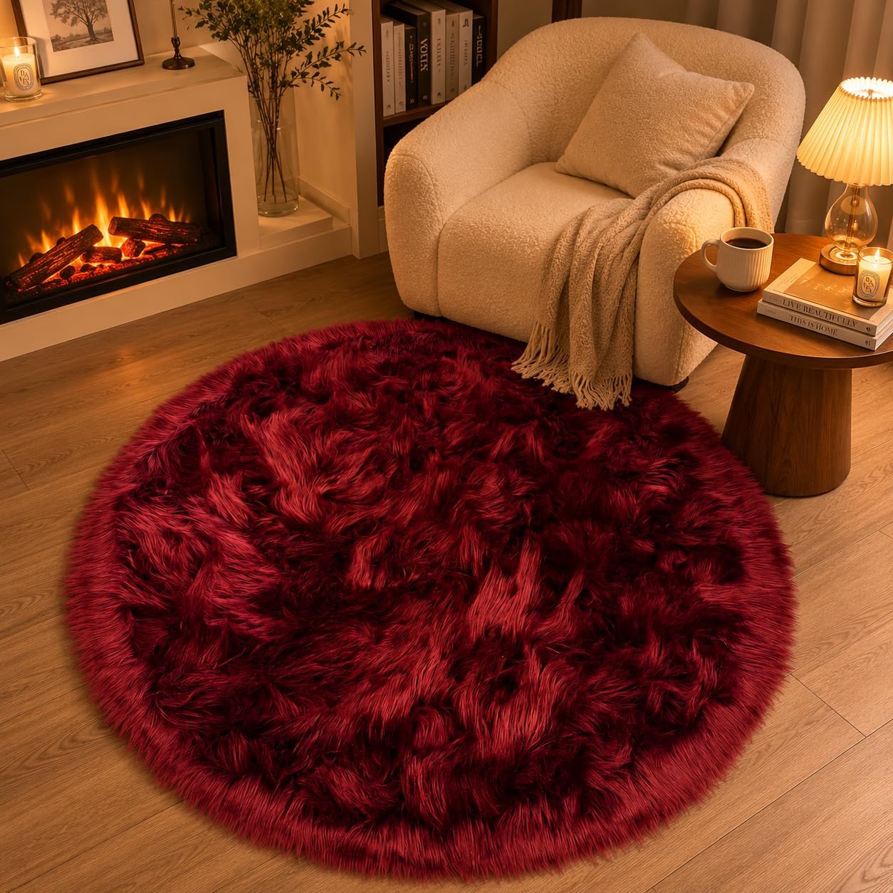 EasyJoy Ultra Soft Fluffy Shaggy Area Rug Faux Fur Rug Chair Cover Seat Pad Fuzzy Area Rug for Bedroom Floor Sofa Living Room (2 x 6 ft Sheepskin