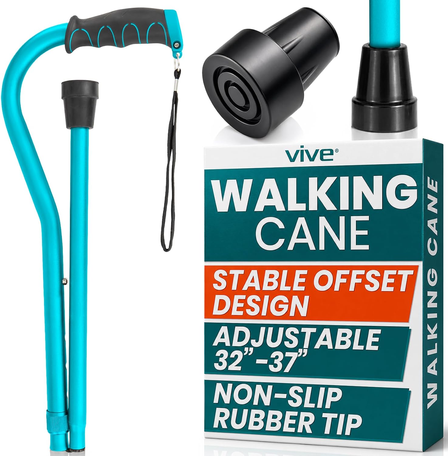 Vive Walking Cane for Women, Men, Elderly - Patented Offset Grip