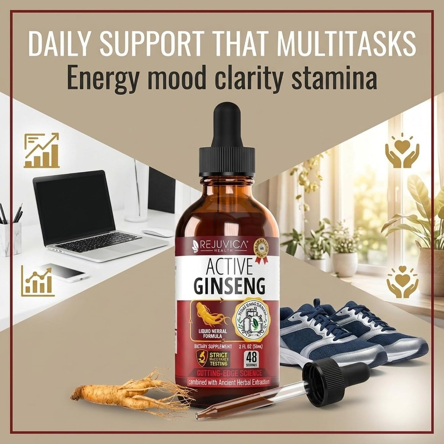 Active Ginseng - Korean Red Panax Ginseng - Natural Ginsenosides & GMO-Free
