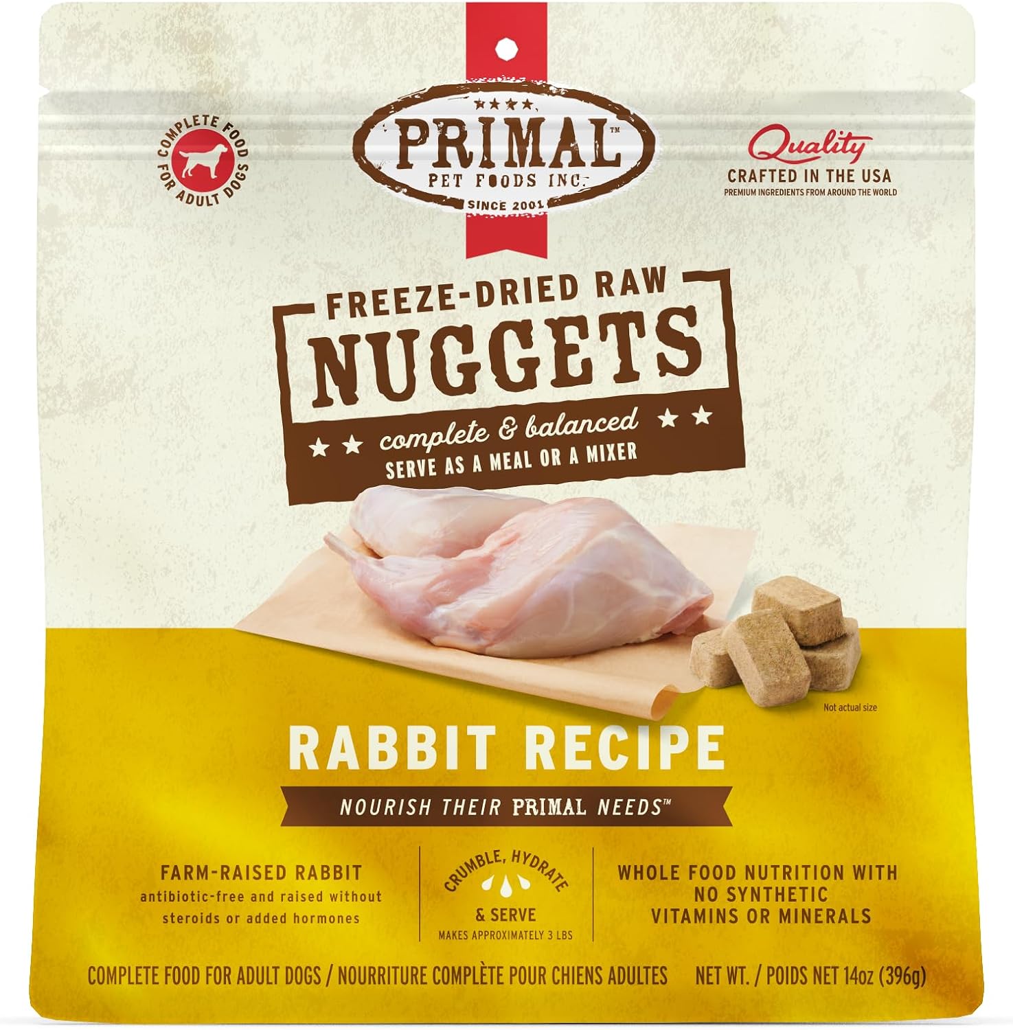 Primal Freeze Dried Raw Dog Food Nuggets, Beef, 14 oz | Complete & Balanced Nutrition, Meal, Topper or Treat, Grain-Free, High Protein, No Synthetic Vitamins & Minerals