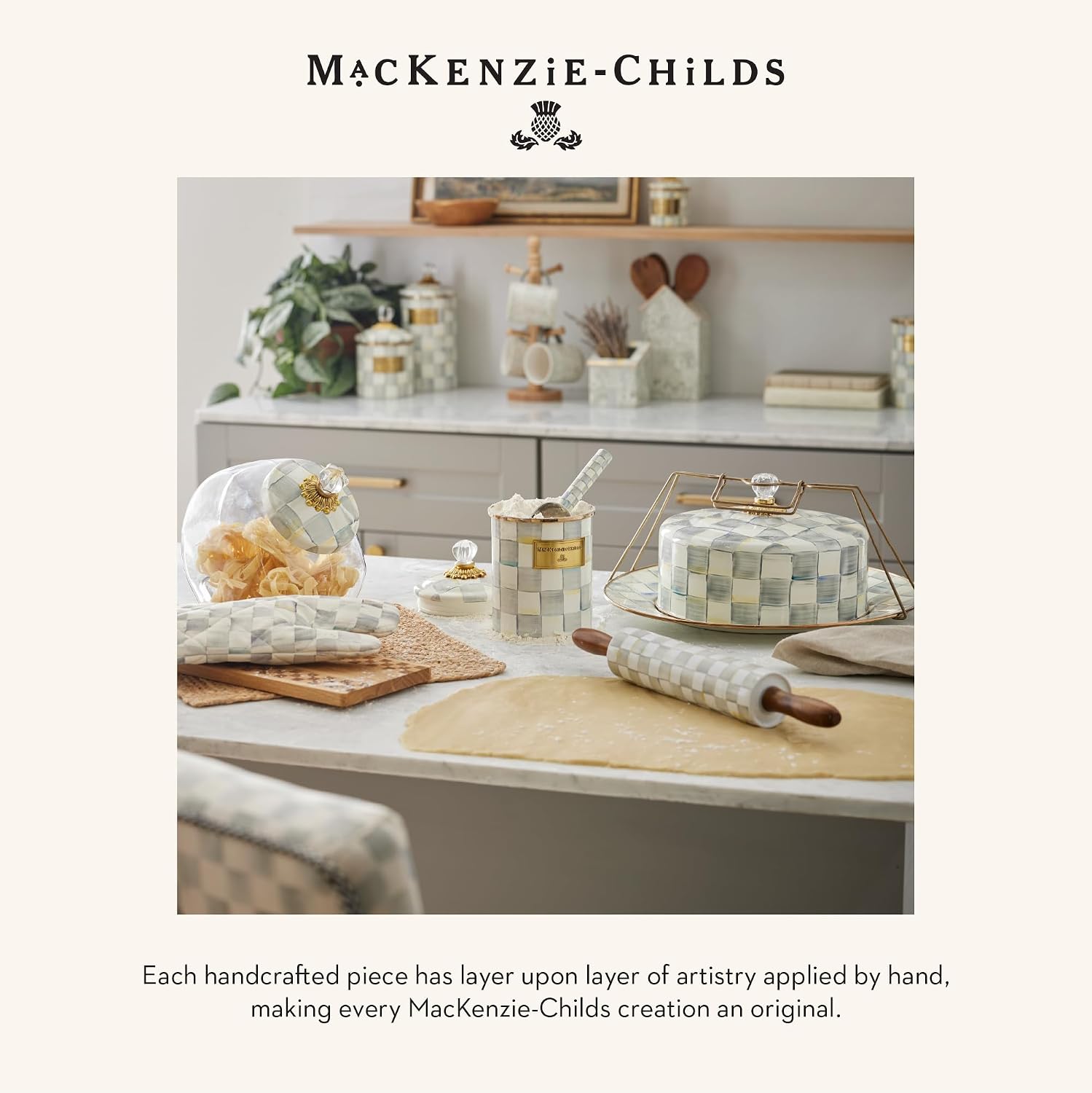 MACKENZIE-CHILDS Cotton Dish Towel, Hydrangea Tea Kettle