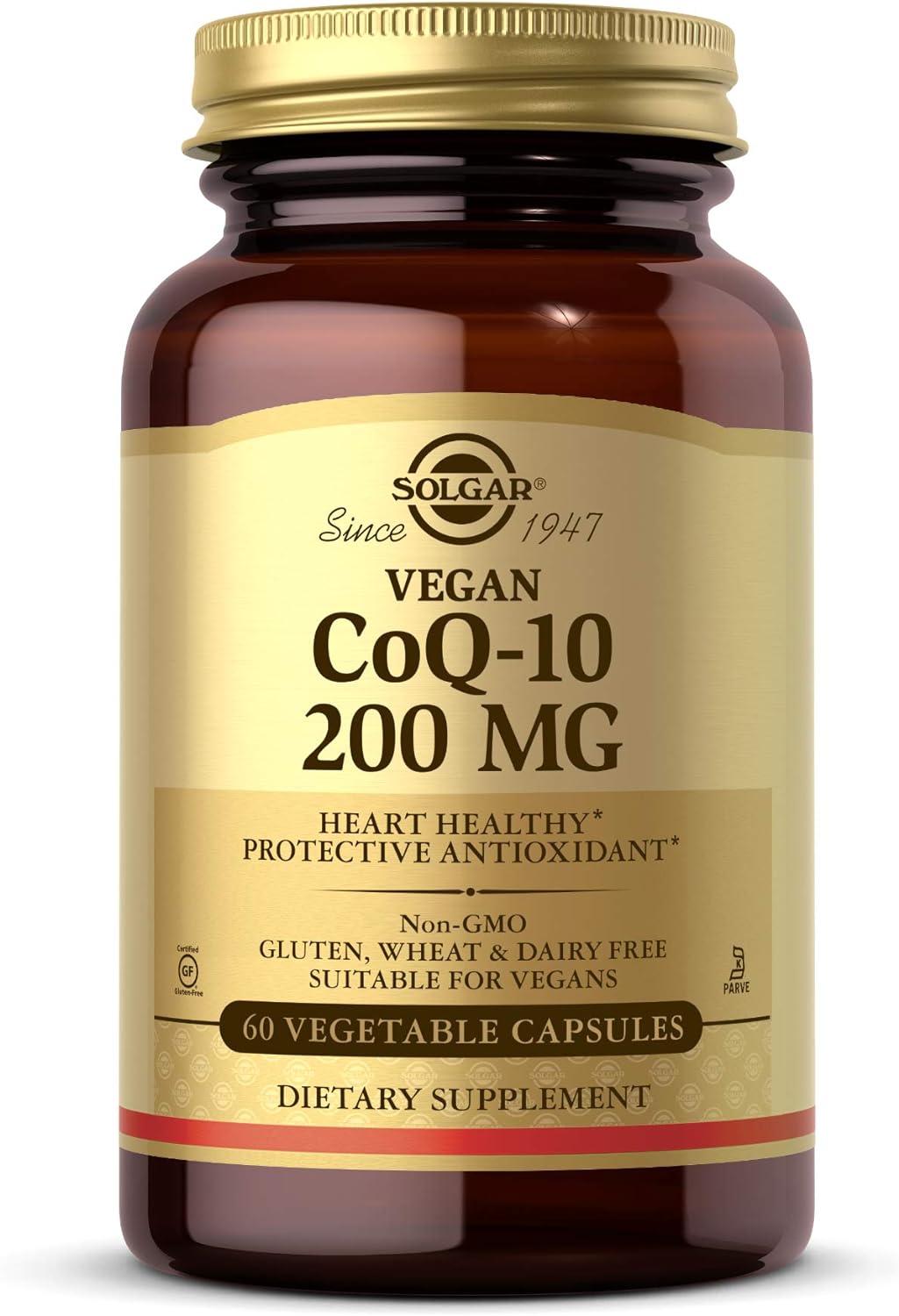 Solgar Vegetarian CoQ-10 200 mg, 60 Vegetable Capsules - Non-GMO | Supports Cellular Energy, Gluten Free, 60 Capsules