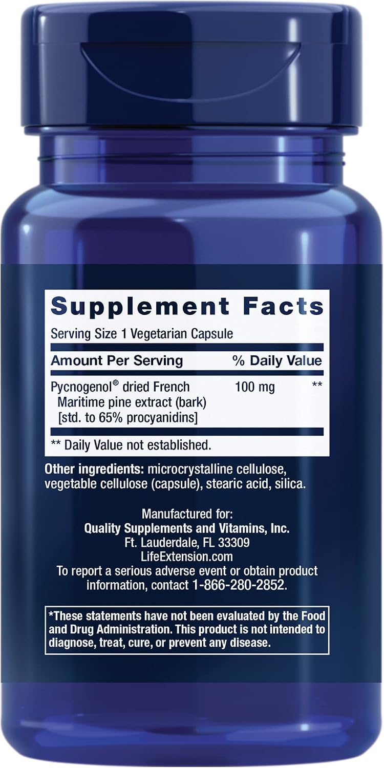 Life Extension Pycnogenol – French Maritime Pine Bark Extract – Scientifically Studied Healthy Aging & Vascular Health Supplement – Non-GMO, Gluten-Free, Vegetarian – 60 Capsules | Scientifically Studied Formula Supports Healthy Aging & Vascular Health,…