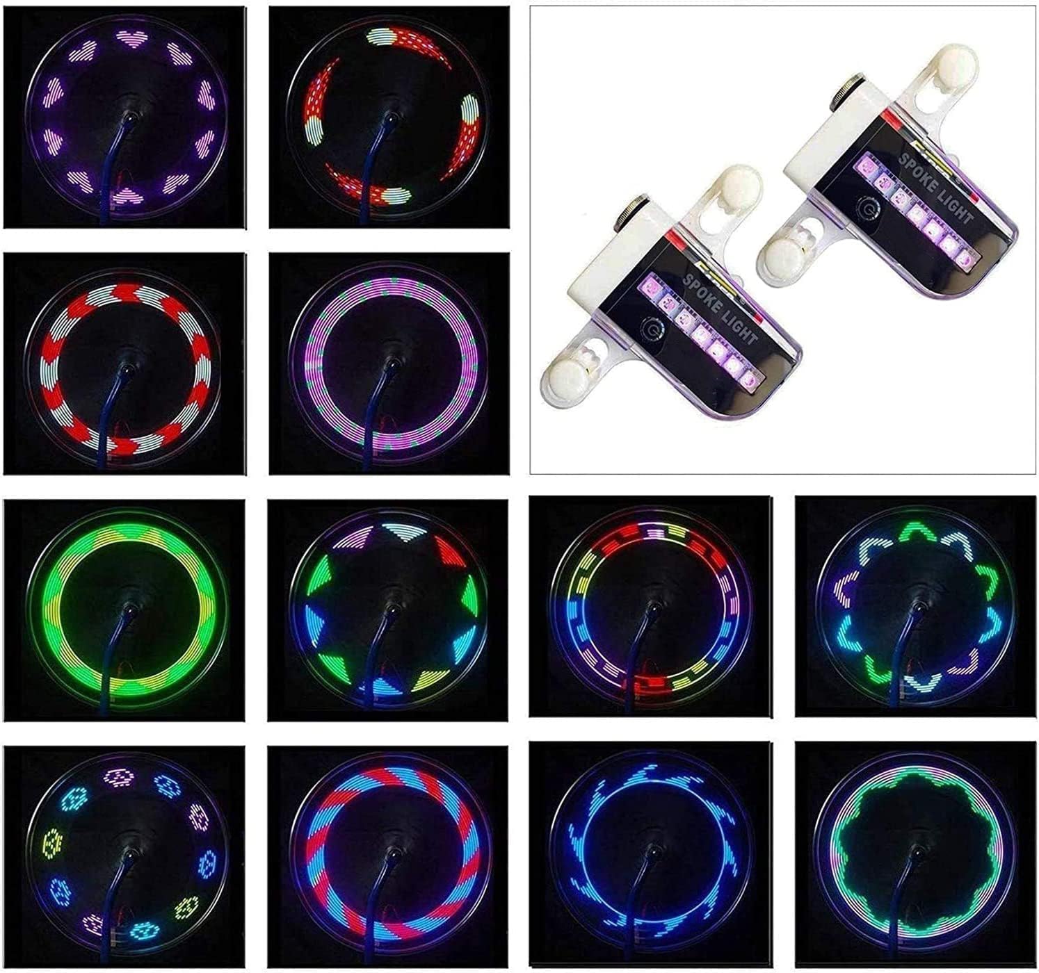 Bike Wheel Lights (2 Pack) - Waterproof LED Bicycle Spoke Tire Lights - 30 Different Patterns Change - Bike Accessories - Black