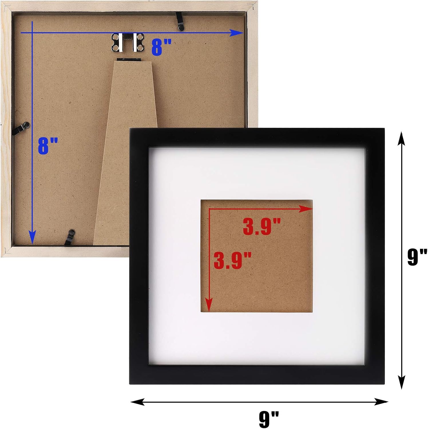 WUTL 8x8 Black Picture Frames Square