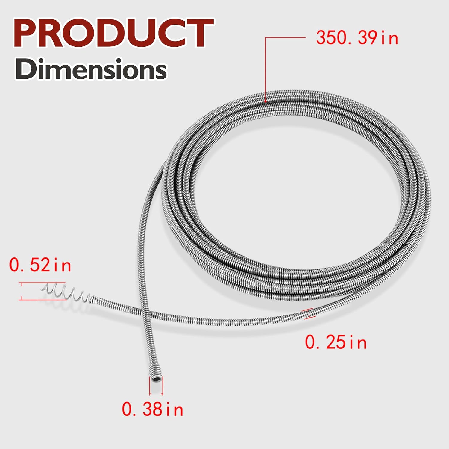 Replacement Drain Snake Cable Compatible with Ridgid K-45 & K-45AF Auto-Spin Drain Augers, 21338 Inner Core Cable, 30 Ft x 1/4 in