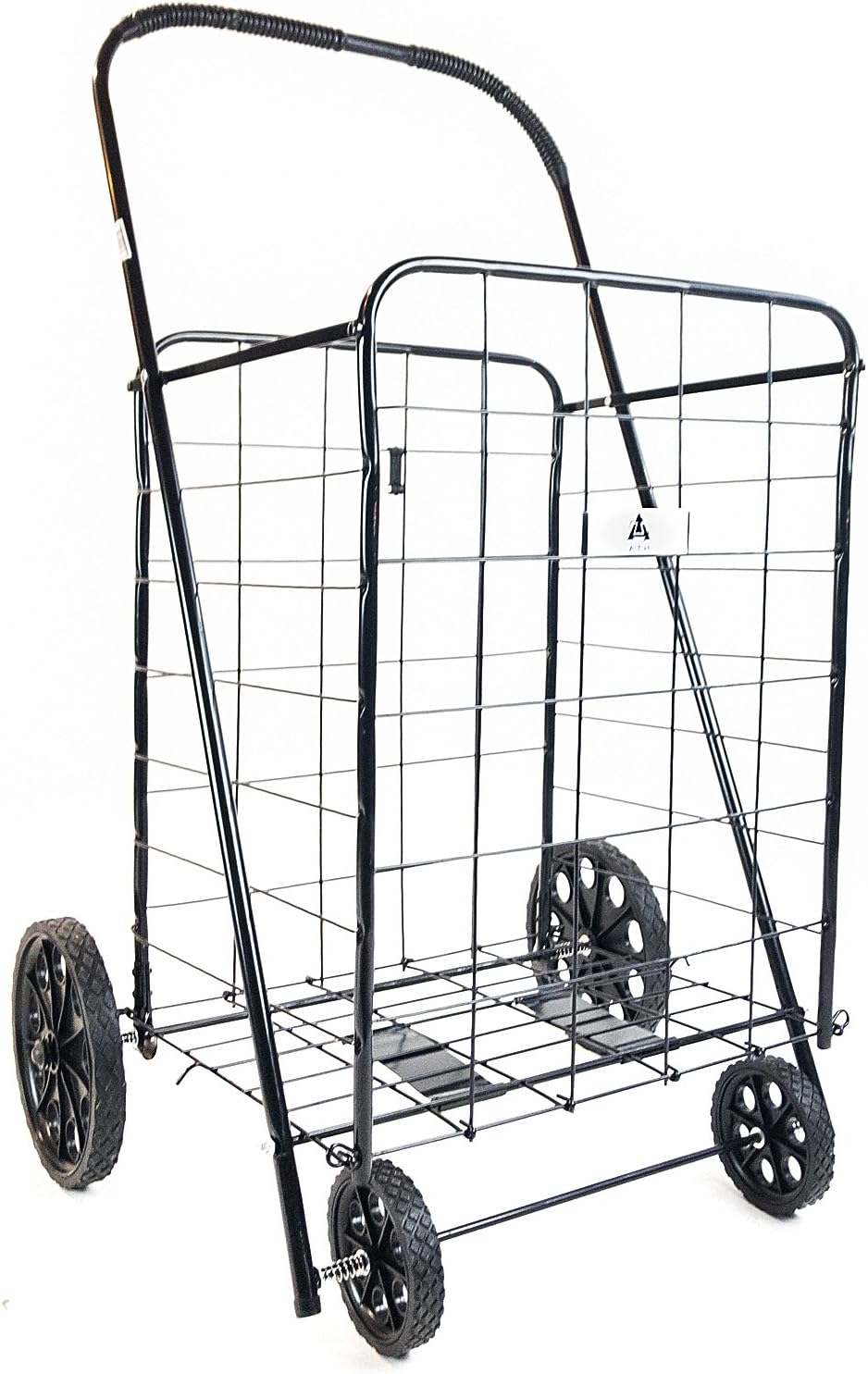 ATH Large Deluxe Rolling Utility / Shopping Cart - Stowable Folding Heavy Duty Cart with Rubber Wheels For Haul Laundry, Groceries, Toys, Sports Equipment, Red