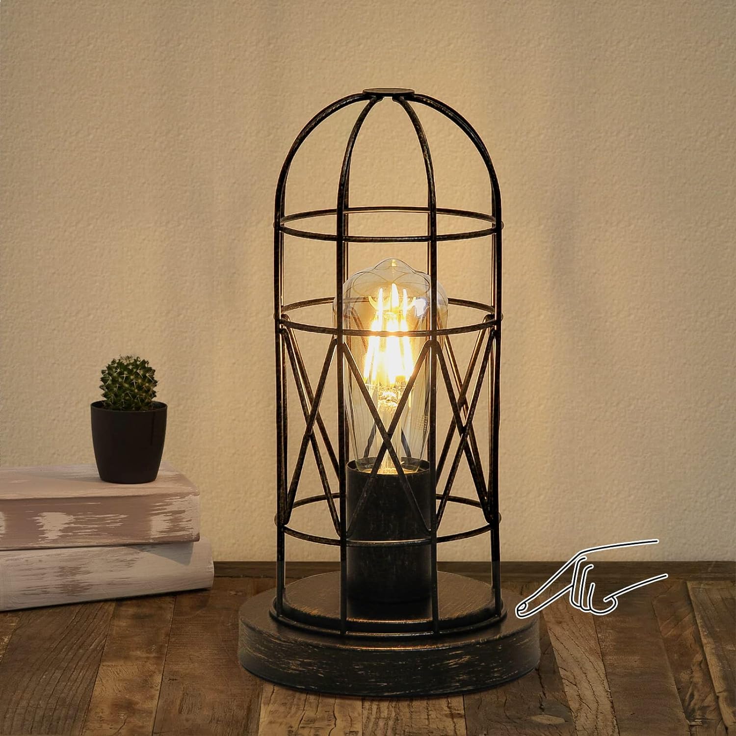 Touch Control Table Lamp, 3 Way Dimmable Lamp, Industrial Bedside Lamp