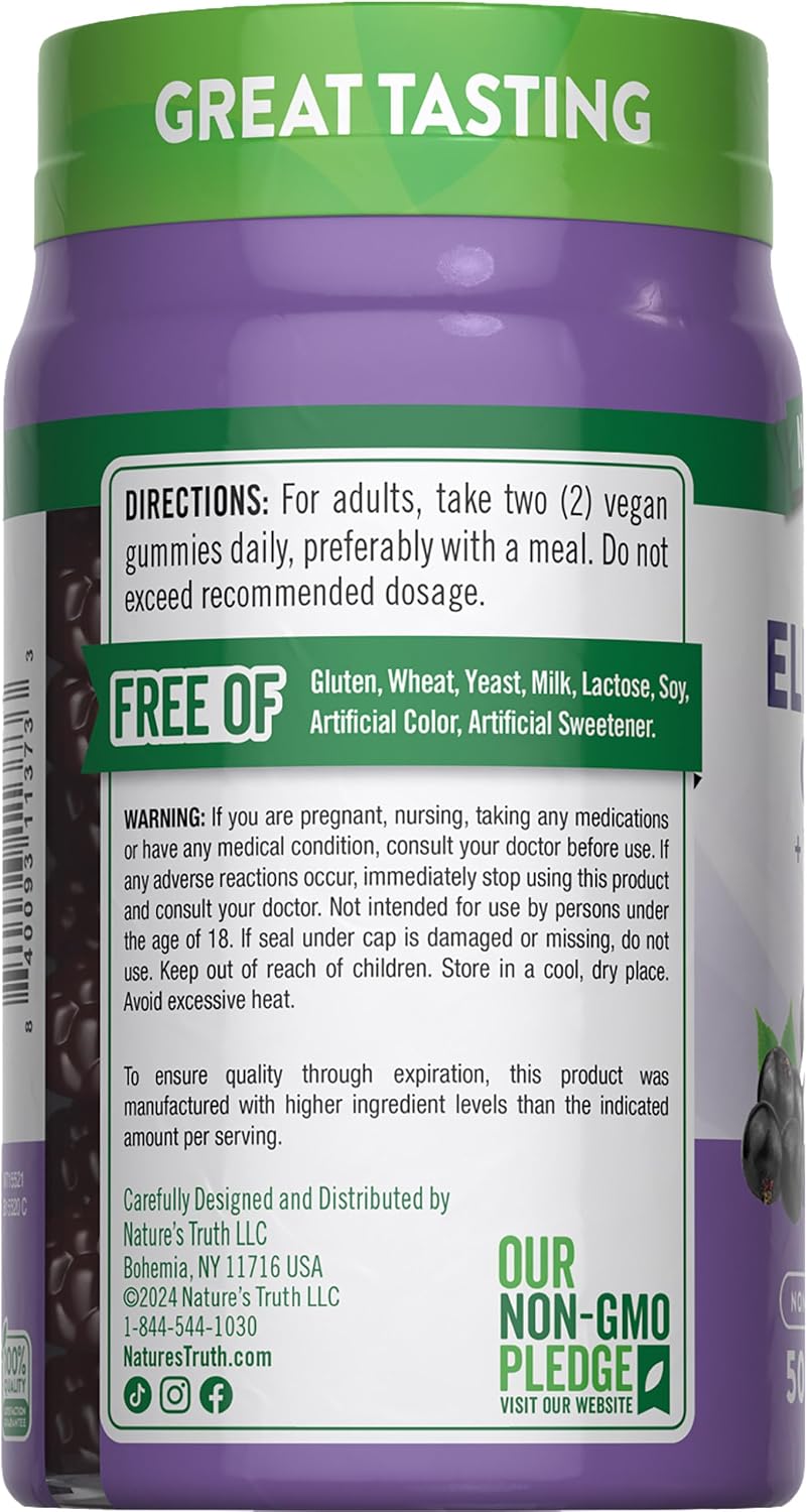 Nature's Truth Black Elderberry Gummies | 50 Vegan Gummies
