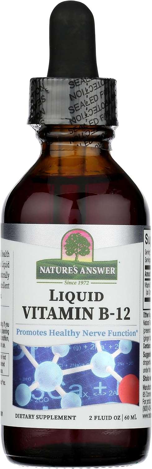 Nature's Answer Liquid Vitamin B-12 | Promotes Healthy Nerve Function & Energy Levels | Naturally Flavored & Gluten-Free 2oz