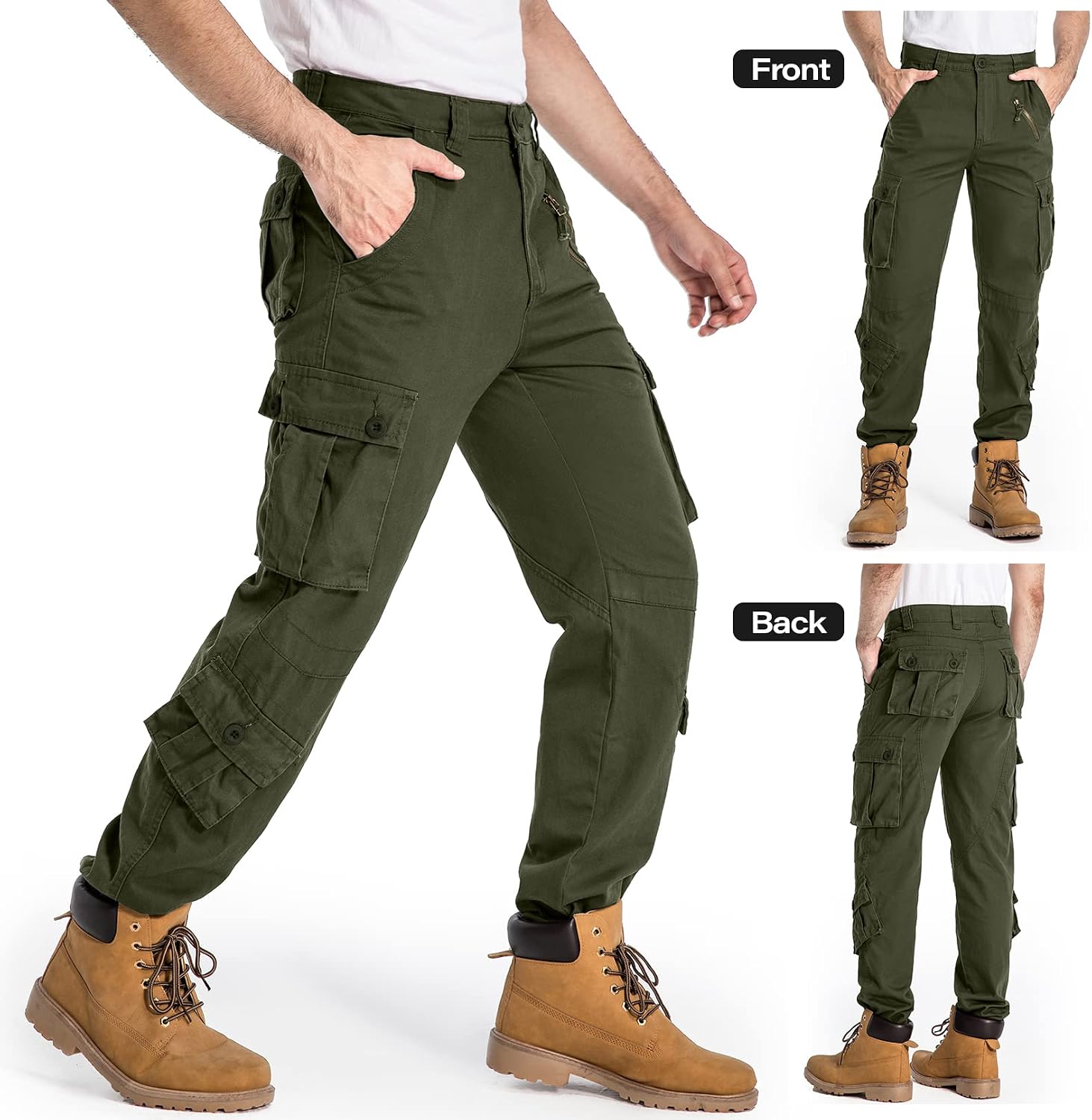 Mens Cargo Pants Camo Work Tactical Rip Stop BDU Casual Army Military Pants | 100% Cotton,Wear Resistant,Breathable,Sweat-absorbent,Men's Wild Cargo Pants with 8 Pockets,Relaxed Loose Fit Hiking Pants