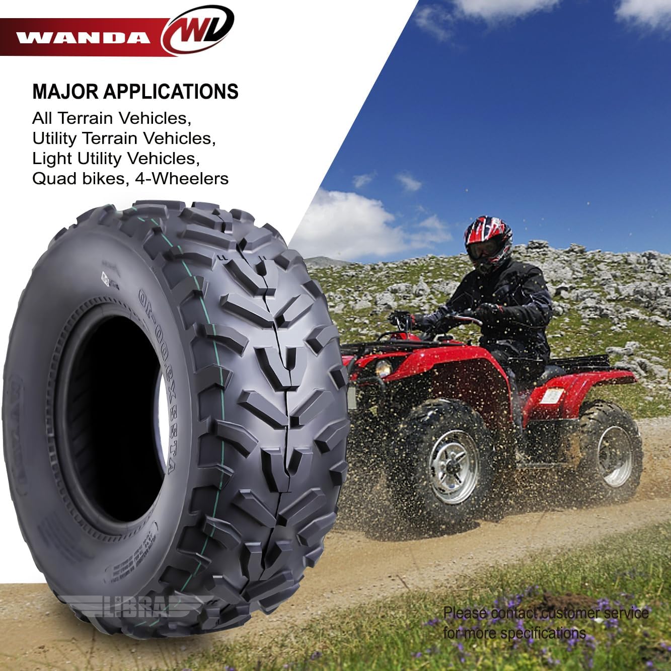 WANDA Sport ATV Tires 22X9-10 22x9x10 10280 Pathfinder K530 Style Mud PK2