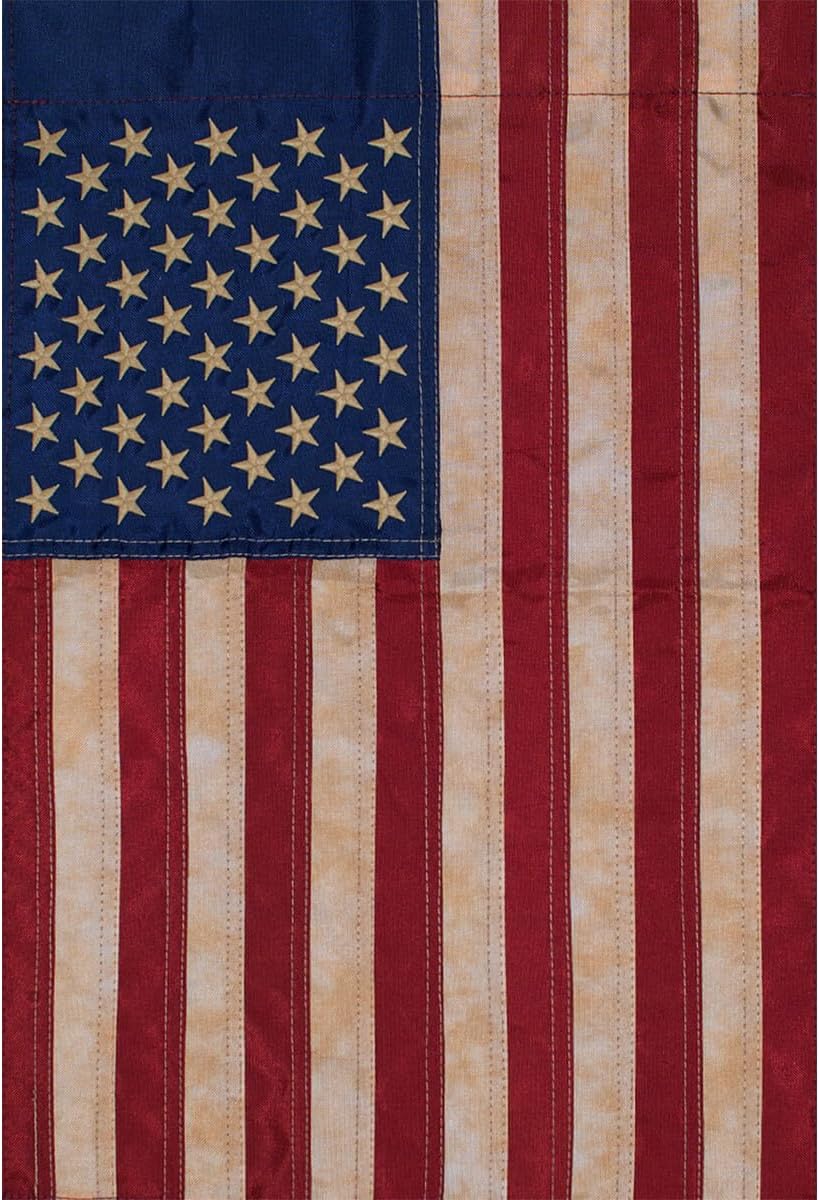 American Flag tea Stained Applique Garden Flag 12.5" x 18"