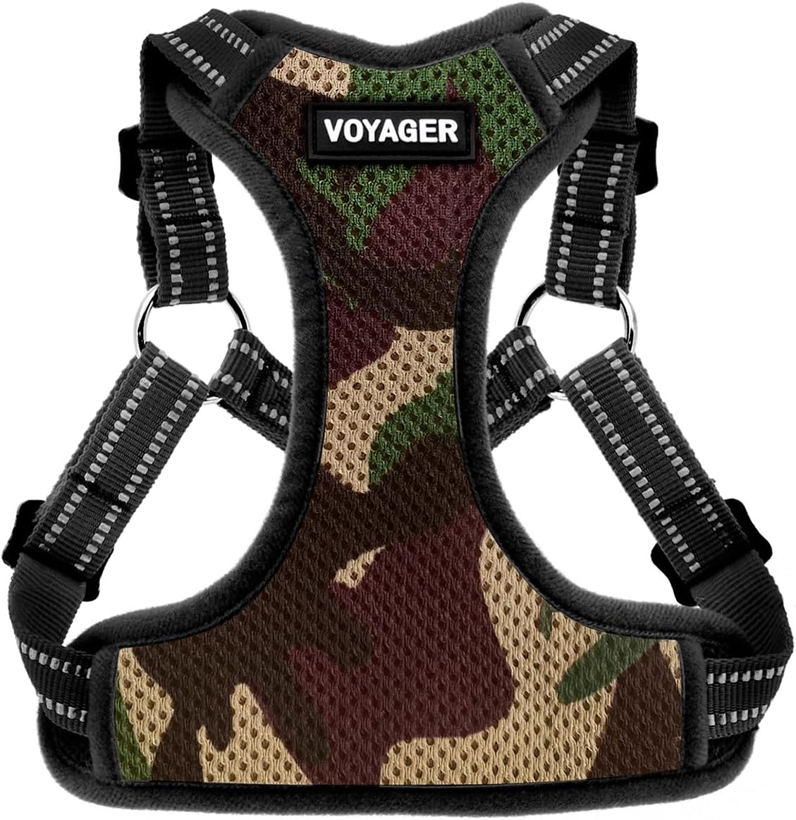 Voyager Step-in Flex Adjustable Dog Harness - Black, Medium | 17 - 21" in Chest, Fully Adjustable, Reflective Bands, All Weather Breathable Air Mesh, Lightweight, Fast Drying
