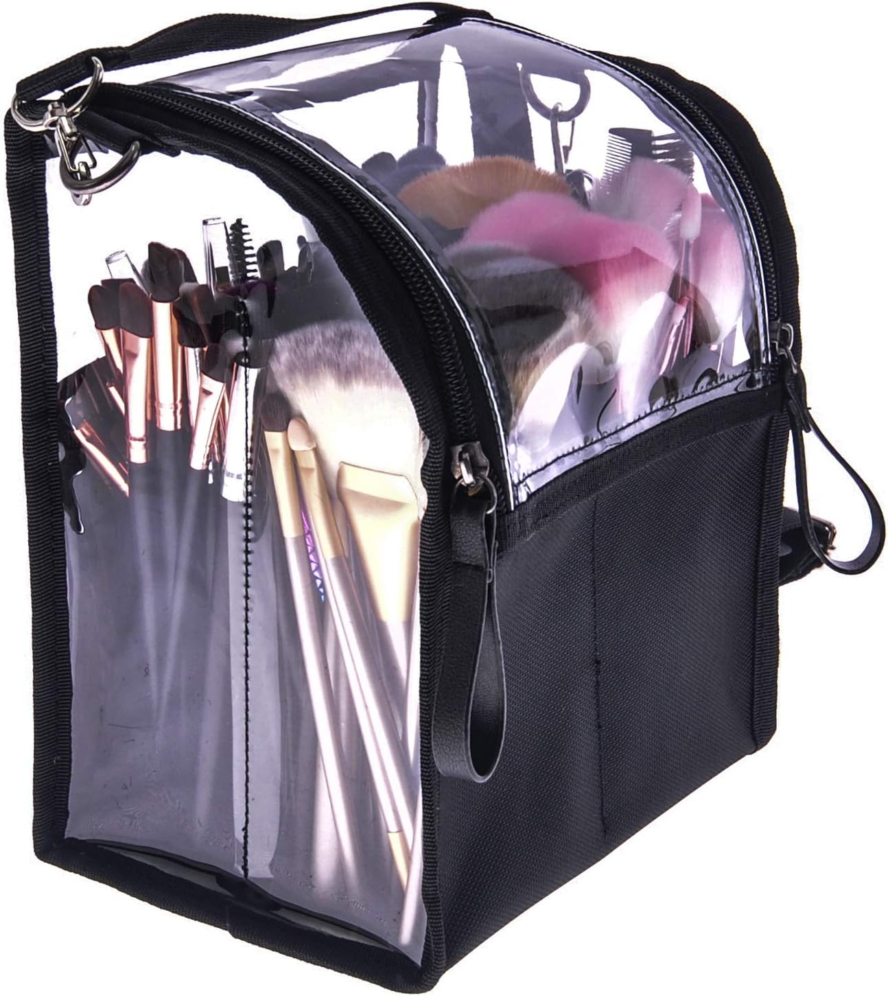 Trave Medium Makeup Brush Buddy Makeup Brush Holder Bag Cosmetic Kits Beauty Accessories Storage Organizer Bag with 4 Dividers & Shoulder Straps