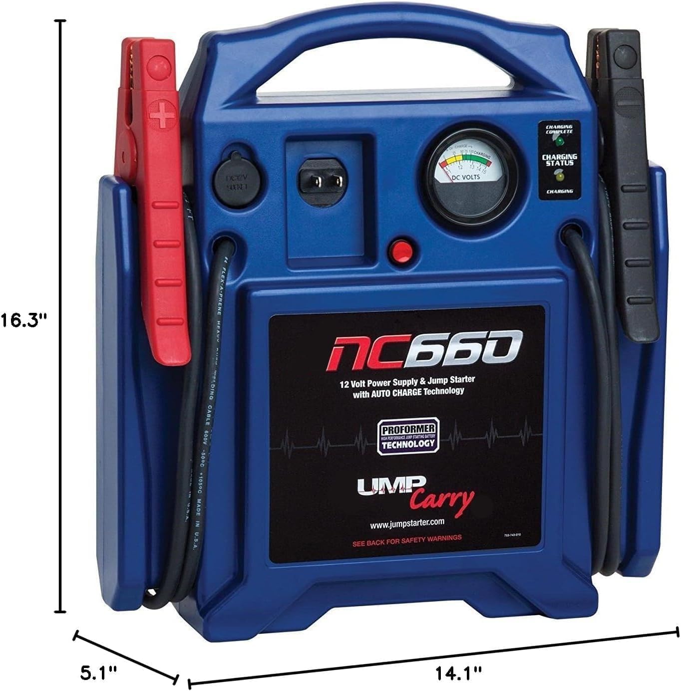 MICRO TEC JNC660 Portable Vehicle Starting Unit 1700 Peak Amps - 2 Pack | Portable 1700-peak-amp vehicle starting unit with heavy-duty clamps