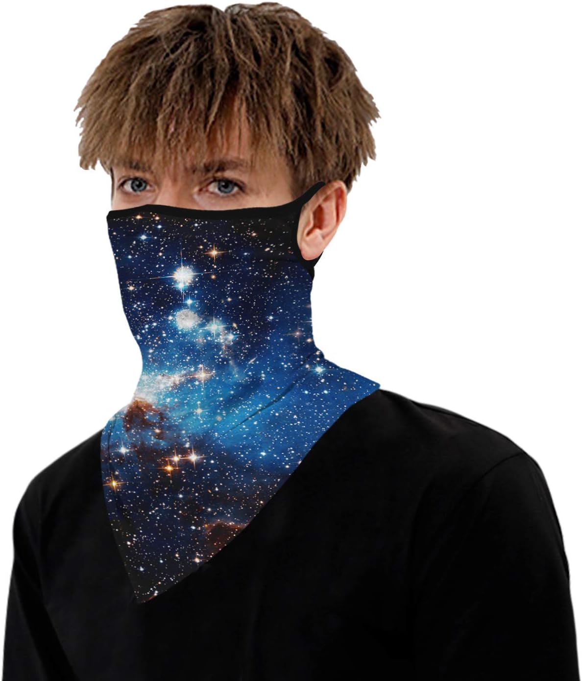 YAYOUREL Neck Gaiter Face Mask Bandanas for Men Women UV Face Scarf Cover Ear Loop Hole Facemask for Fishing Running Cycling