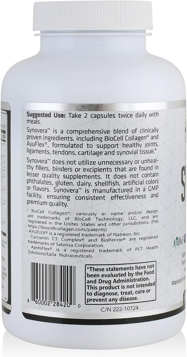 Synovera - Joint Support Complex with Turmeric Extract & Collagen - Mobility & Flexibility - Healthy Joints, Tendon, Ligament