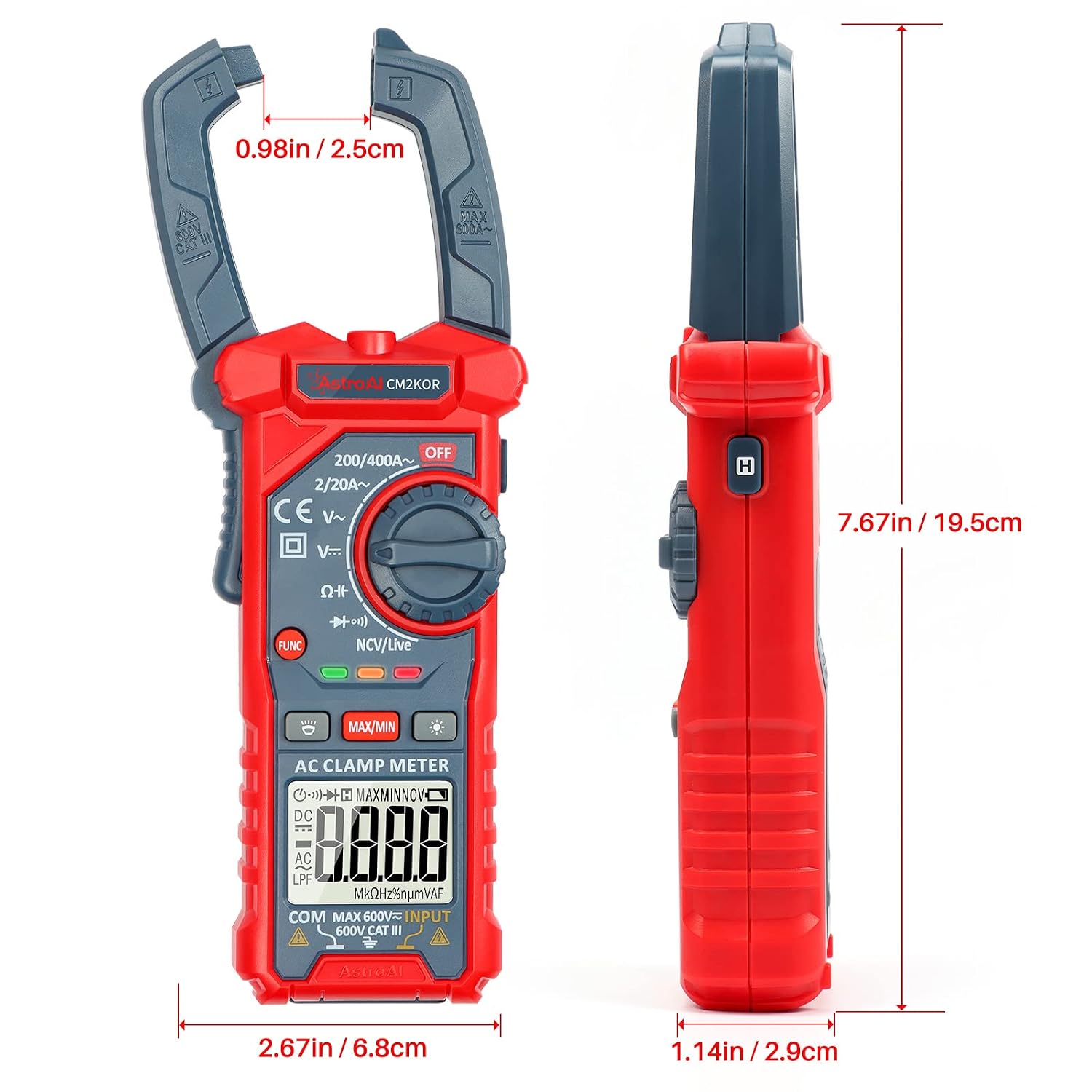 AstroAI Digital Clamp Meter Multimeter 2000 Counts Amp Voltage Tester Auto-ranging with AC/DC Voltage, AC Current, Resistance, Capacitance, Continuity