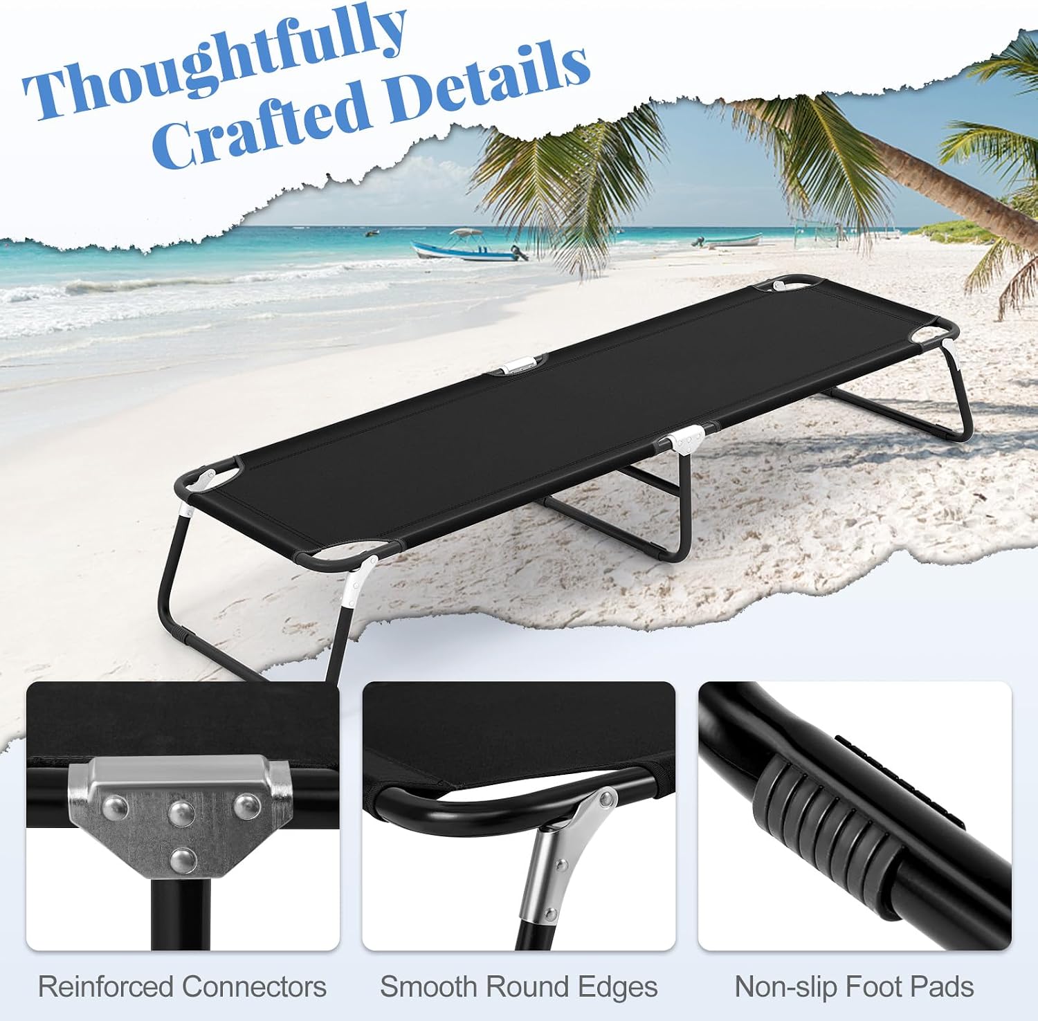 Goplus Folding Camping Cot, Sleeping Cots for Adults Kids