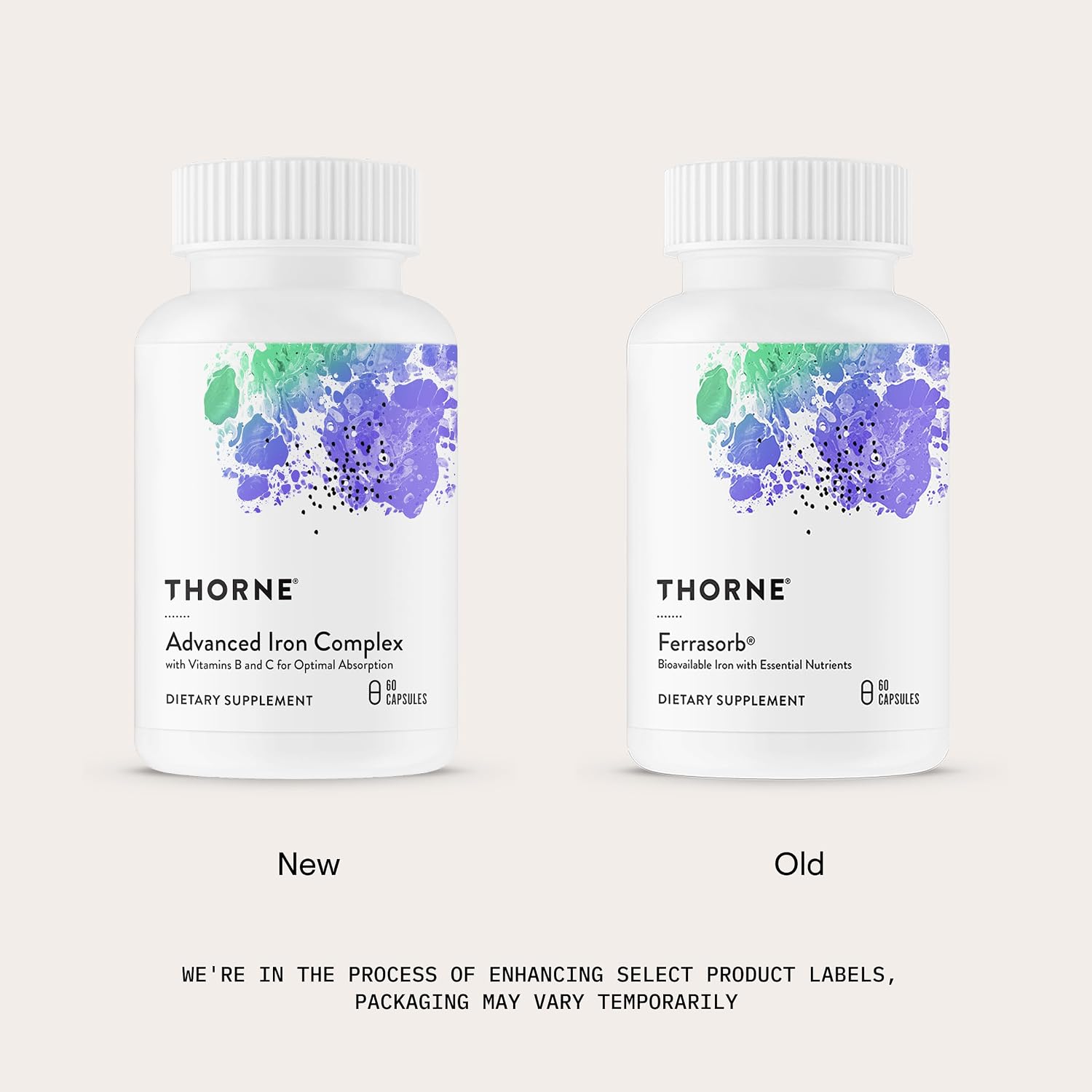 THORNE Advanced Iron Complex, Chelated Iron Supplement, 60 Capsules | Elemental Iron, Folate, B and C Vitamins for Optimal Absorption