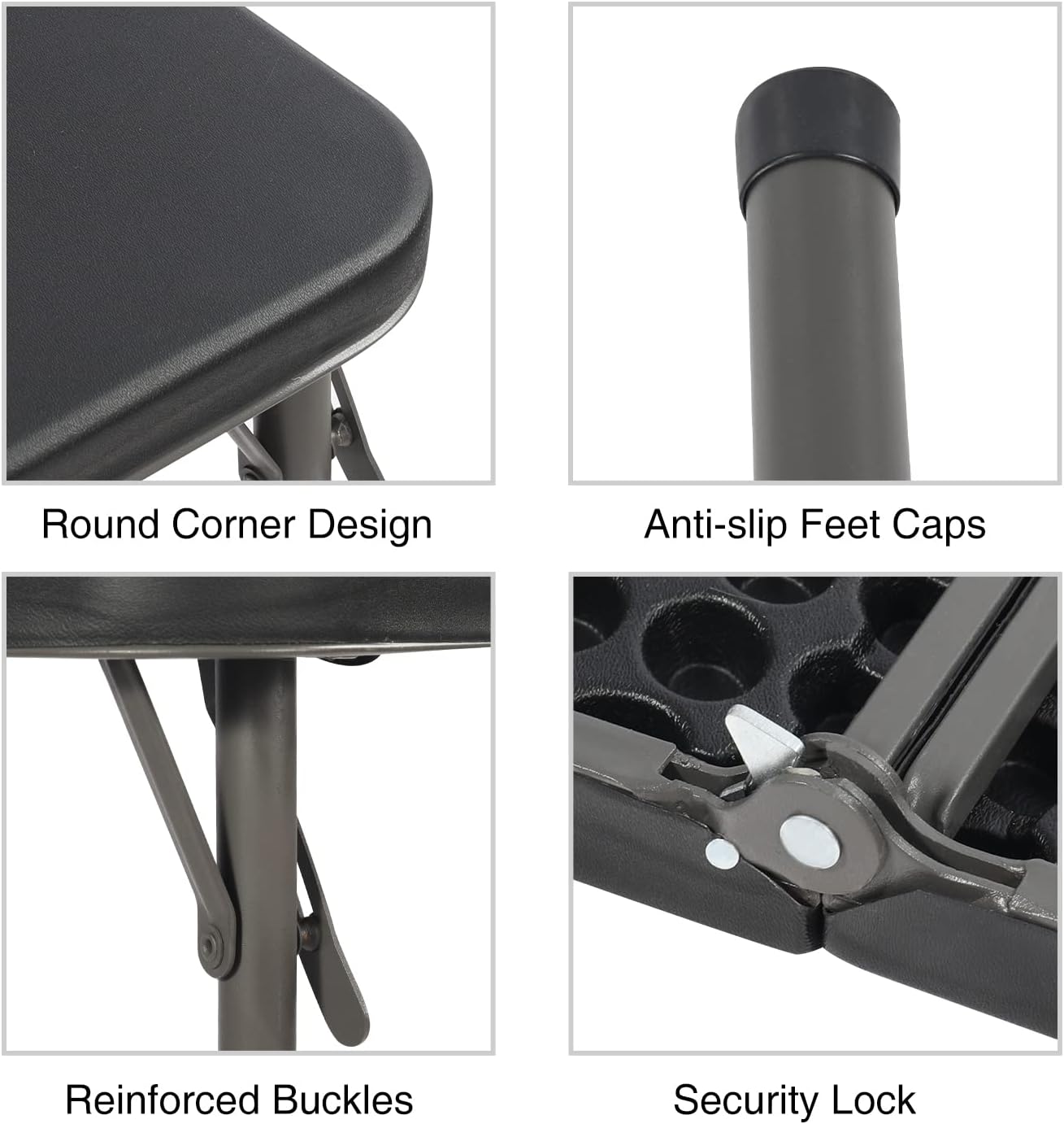 REDCAMP 34" Square Folding Card Table with Resin Top, Portable Fold in Half Small Card Tables with Collapsible Legs for Adults Indoor Outdoor Use