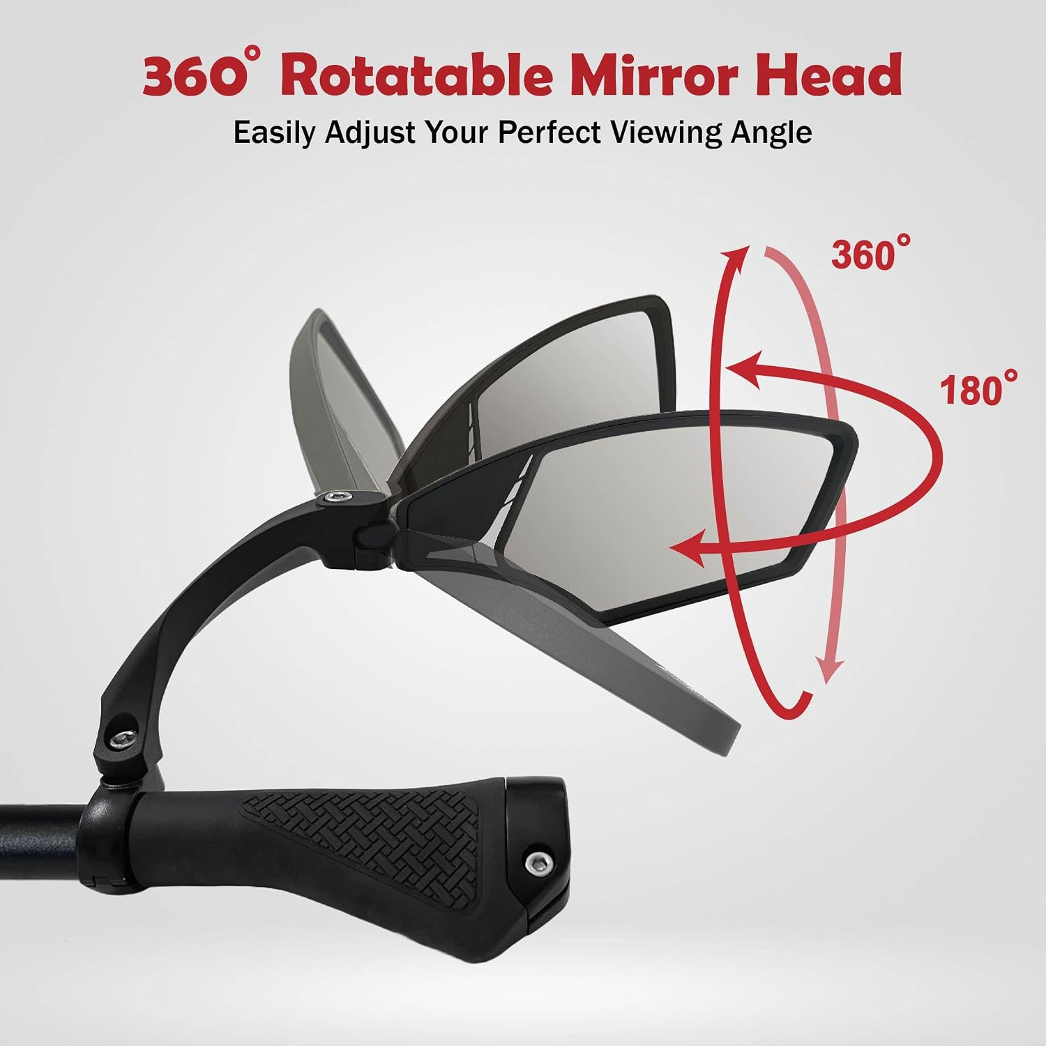Hafny Handlebar Bike Mirror – HD Glass, Wide Angle, Adjustable 360° Rear View – Shatterproof, Anti-Glare, Premium, MTB, E-Bike, and Commuter Cycling Safety, HF-MR095 (Silver Left)