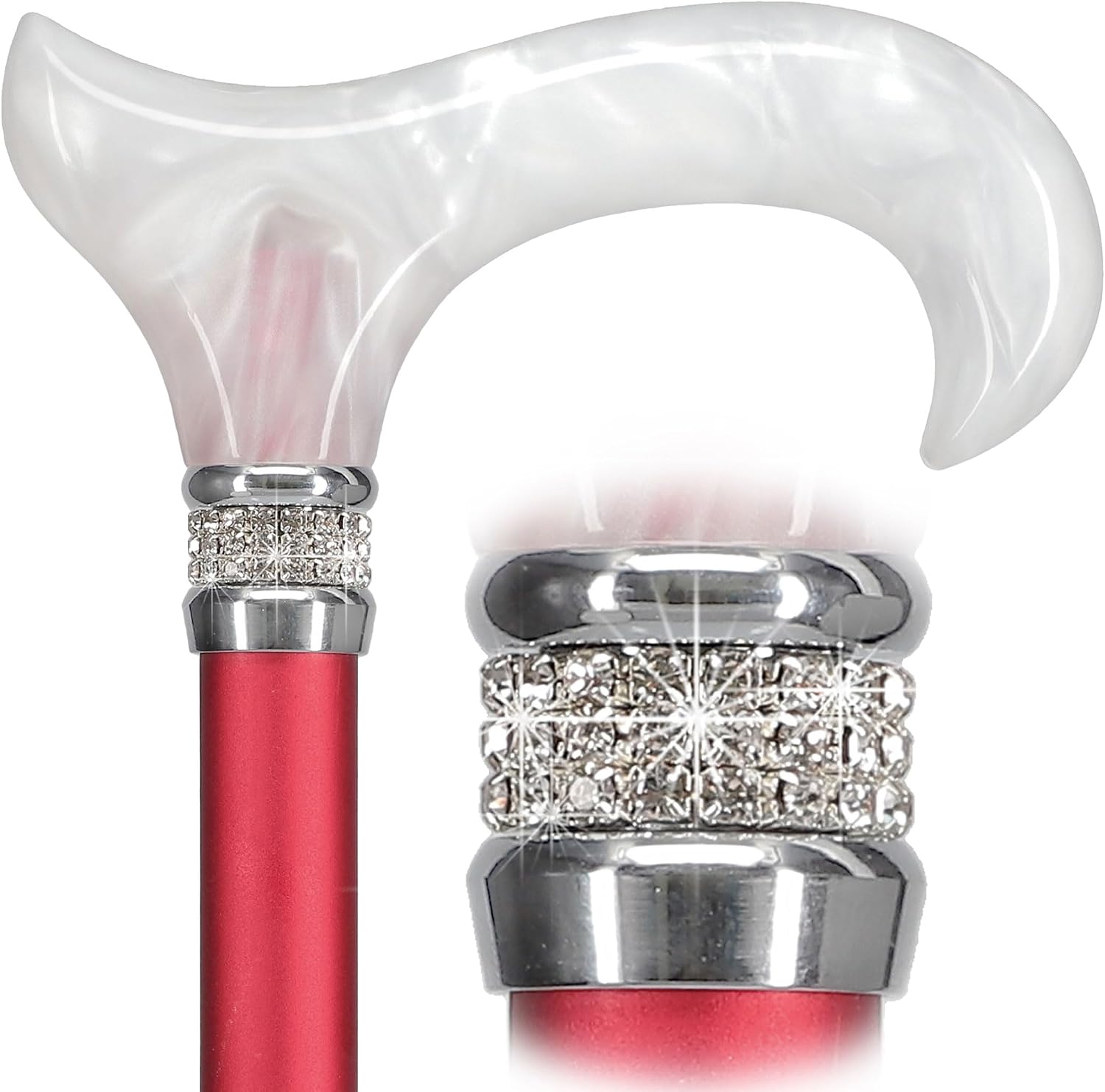 Stylish Walking Sticks – Rhinestone Collar Designer Adjustable Canes Colorful – Best Gift for Men and Women Light Weight Aluminum Shaft & Safe to Walk