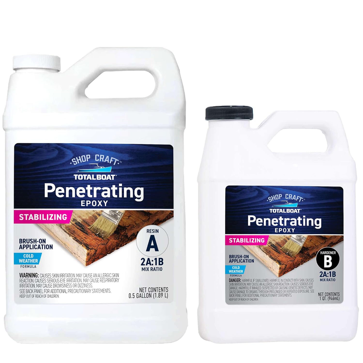 TotalBoat Clear Penetrating Epoxy Wood Sealer - 1.5 Quart Kit, Traditional | Ideal for Wood Rot Repair & Sealing Plywood; Marine-Grade Epoxy Hardens and Stabilizes; Waterproofs and Protects Outdoor Wood
