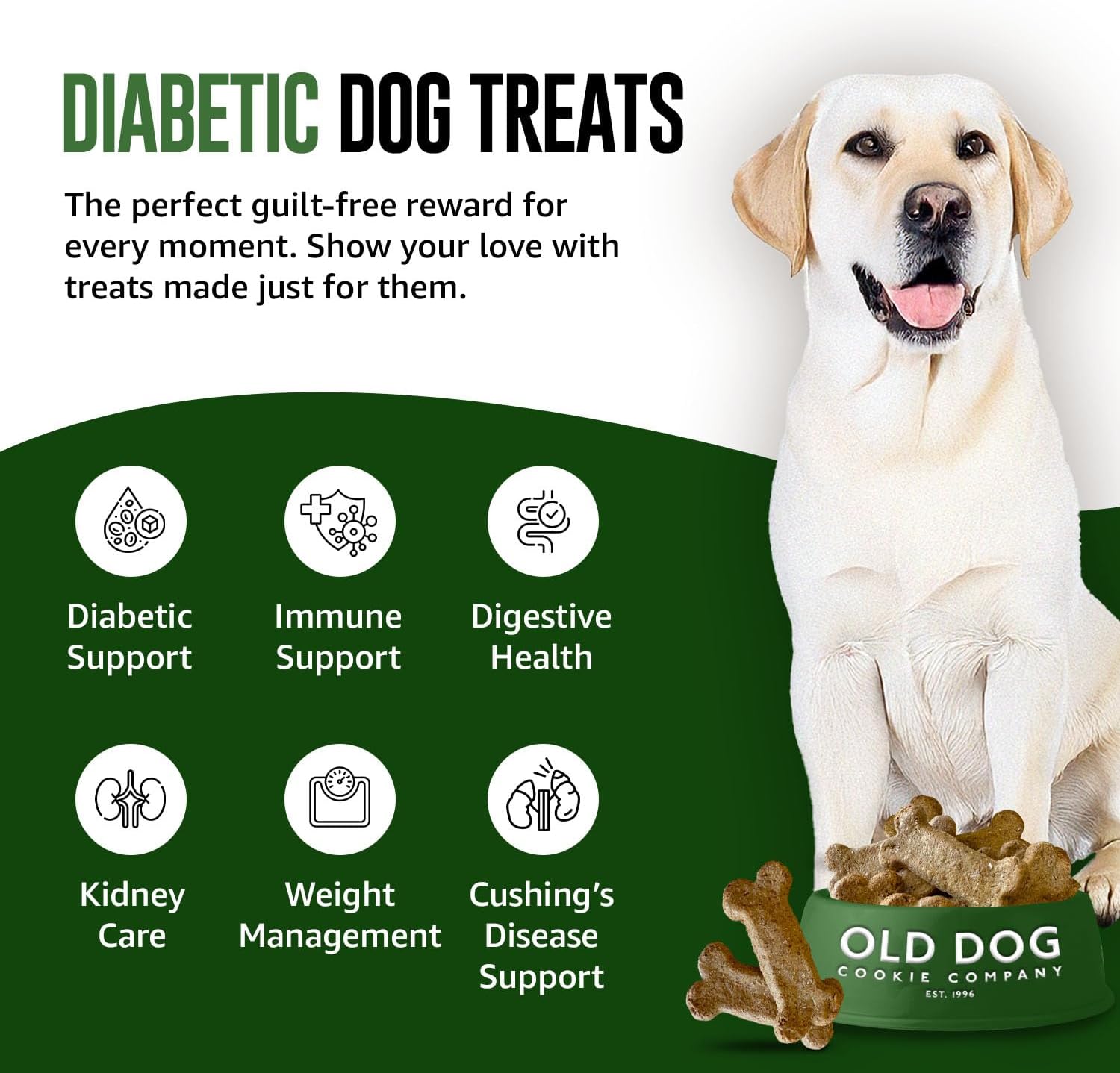 Old Dog Cookie Company All Natural Diabetic Dog Treats – Vet Approved Dog Snacks | Best Healthy Chews for Dogs, Top Treat for Dogs | Low Glycemic