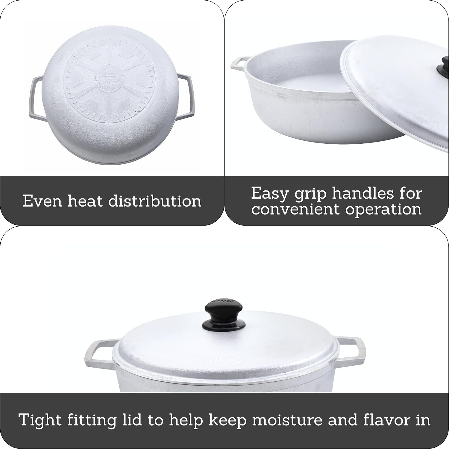 IMUSA USA 11.6Qt Jumbo Traditional Colombian Caldero, 11.6 Quart, Silver | Nonstick Finish, Glass Lid with Easy-Grip Handles, Ideal for Rice and Stews, Great for Family Meals