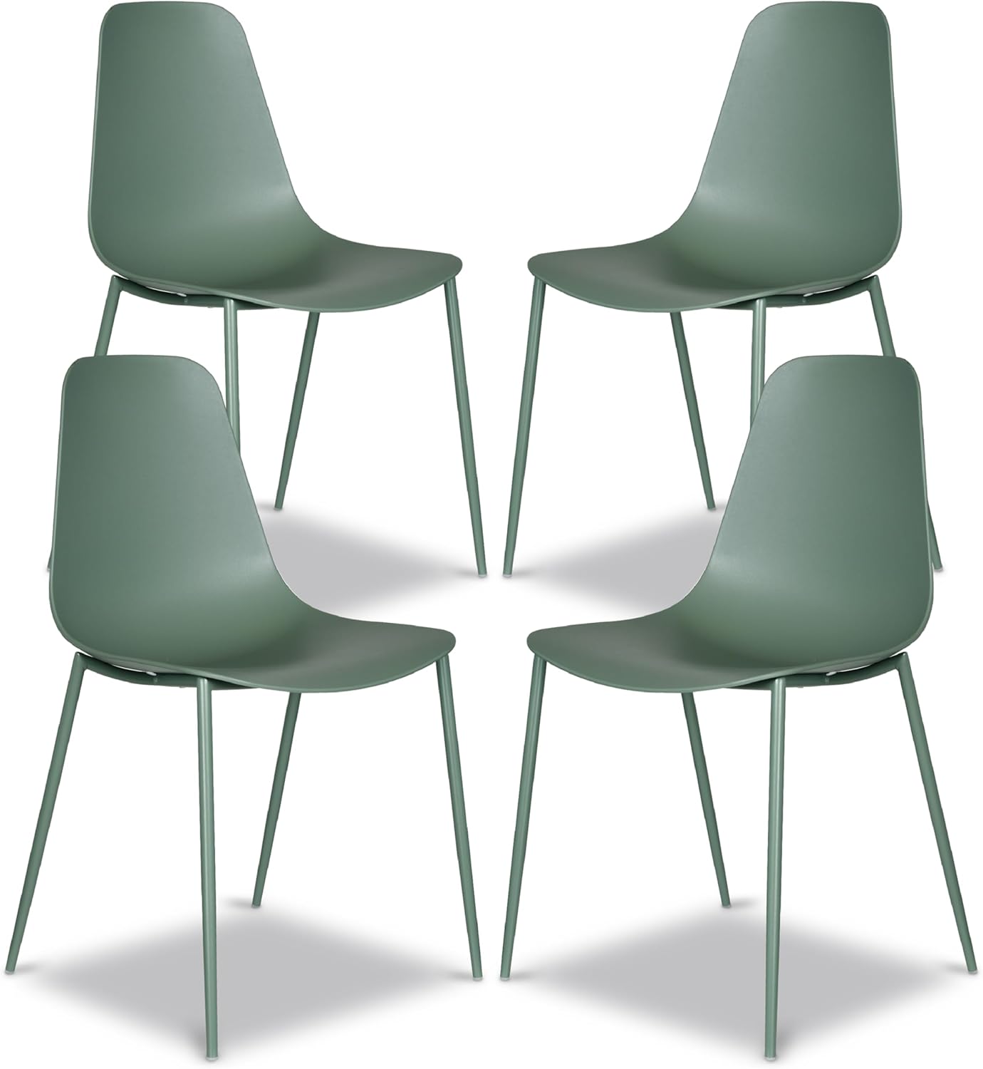 Poly & BARK Isla Modern Kitchen Chairs Set of 4 - Plastic Dining Chair with Metal Legs - Quick Assembly Simple Cafe Chairs Plastic for Indoor or