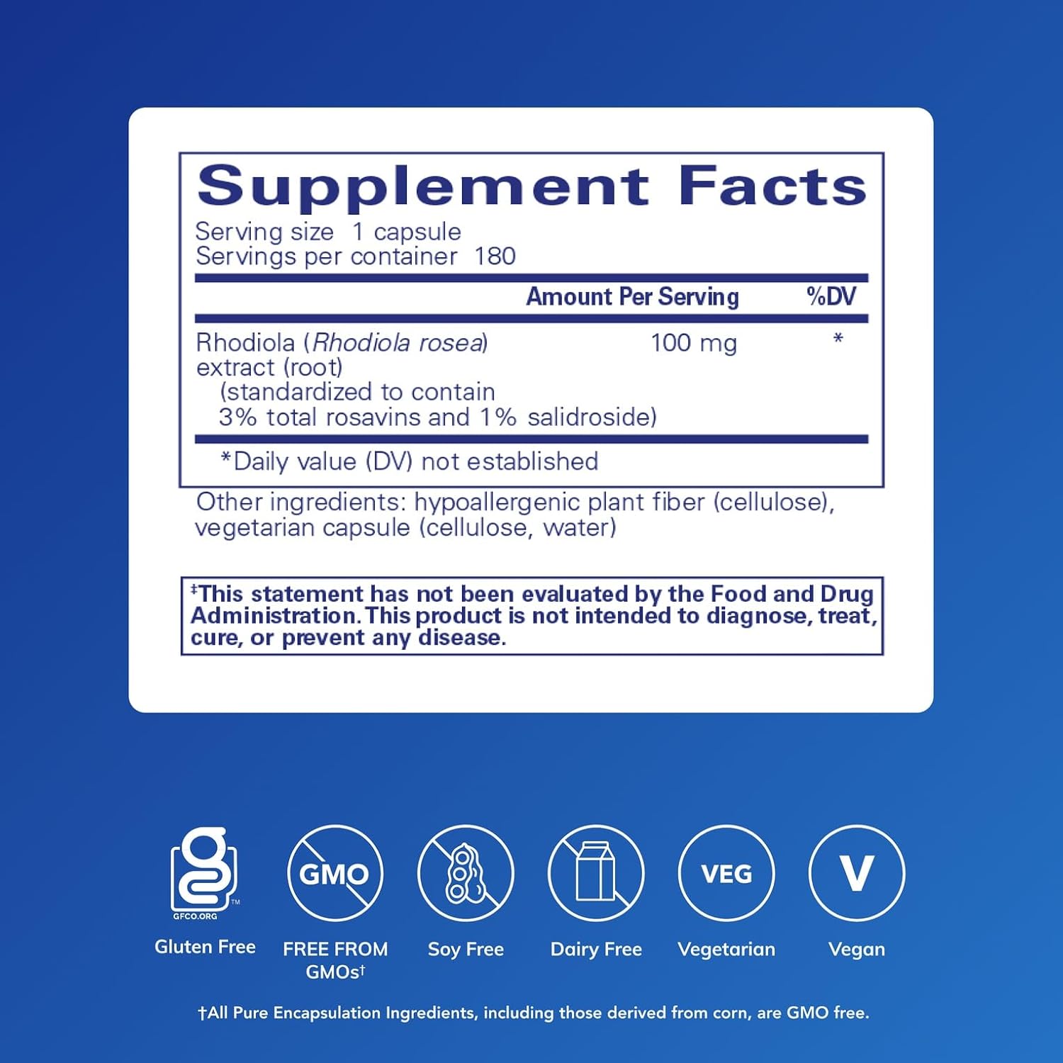 Pure Encapsulations Rhodiola Rosea - for Occasional Stress, Endurance & Fatigue Relief* - with Adaptogens - Gluten Free & Vegan - 90 Capsules | Hypoallergenic Supplement to Moderate Occasional Physical Stress and Discomfort*