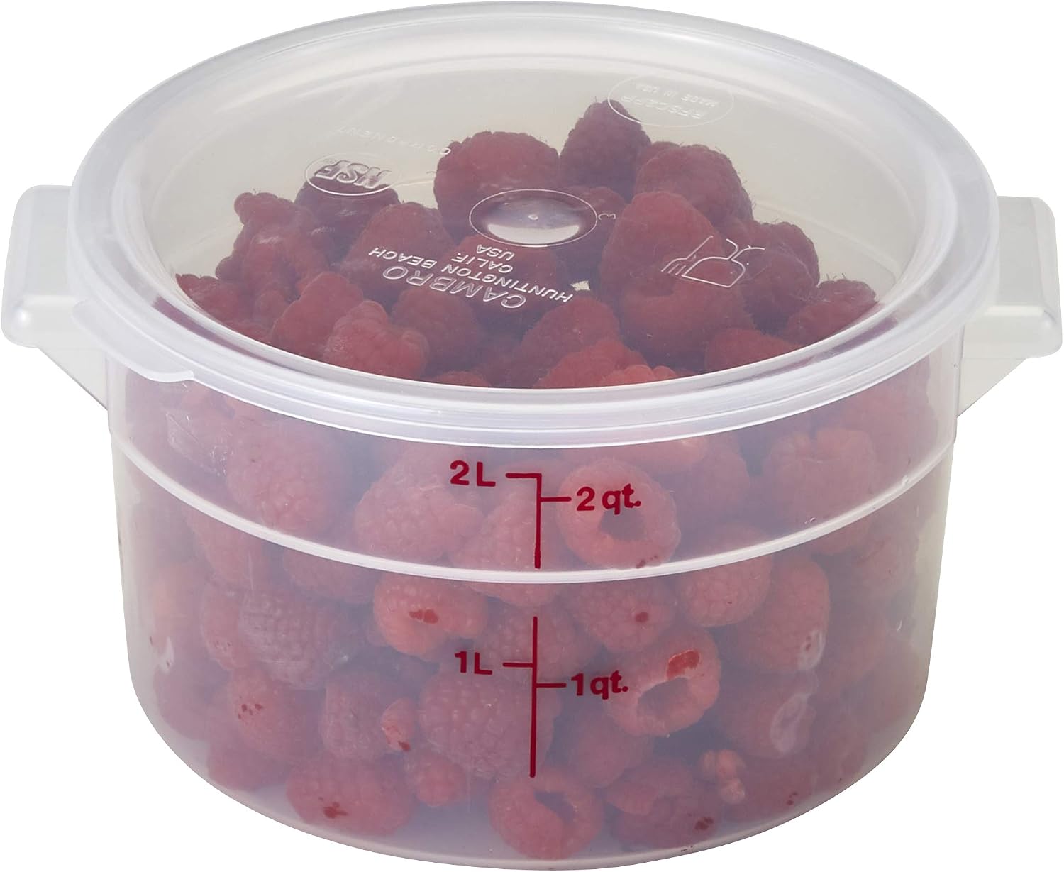 Cambro Food Storage Container - Round Series - 2 QT (Quart) - Commercial Grade for Food Prep (Clear)