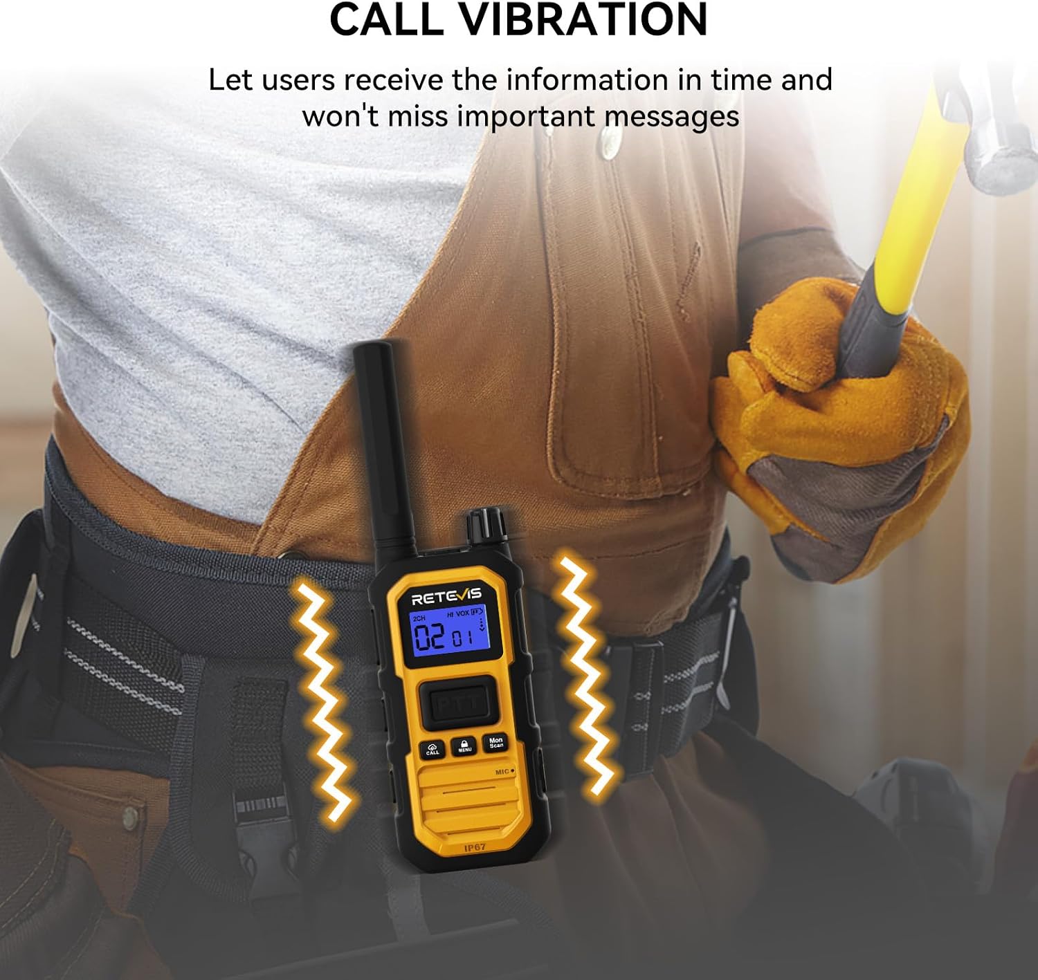 Retevis RB48PLUS GMRS Walkie Talkies Long Range,IP67 Waterproof 2 Way Radio | Repeater Capable, Dual PTT, Vibration Alert, NOAA, SOS, for Hurricane Preparedness, Emergency Communication, Outdoor, 2 Pack