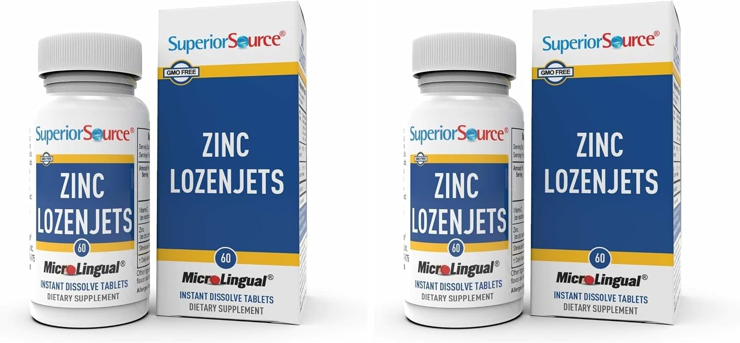 Superior Source Zinc Lozenjets - Immune System Support Supplement - Trace Mineral Supplement Aids Systems & Functions - Zinc Supplement for Women & Men - 60 Instant Dissolve Tablets