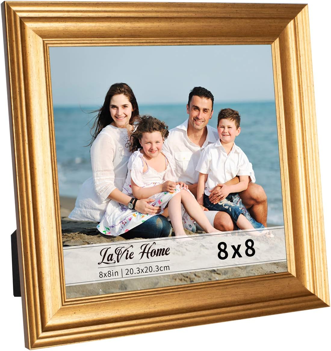 LaVie Home 8x8 Picture Frames (1 Pack, Gold) Square Photo Frame Set with High Definition Glass for Wall Mount & Table Top Display