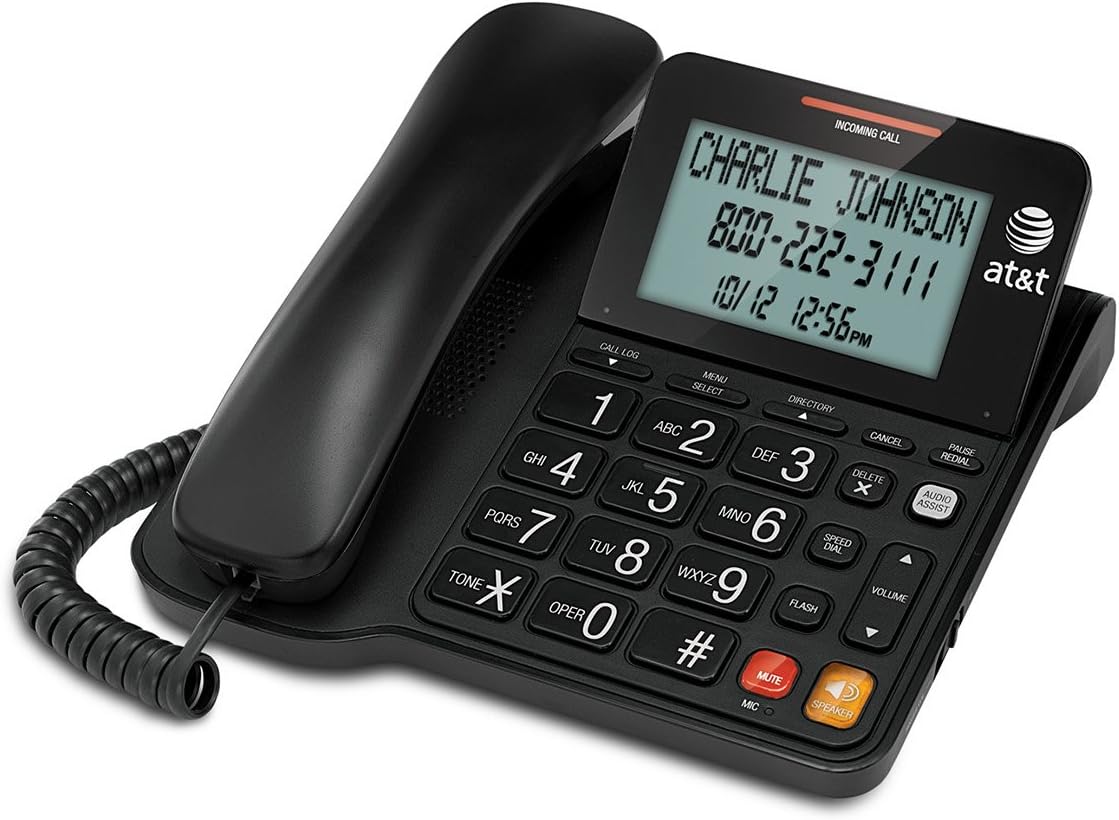 AT&T CL4940 Corded Phone with Digital Answering System, Caller ID, Large Tilt Display