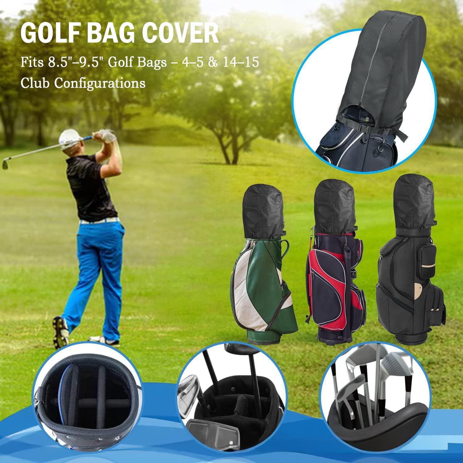 Golf Bag Cover for Datrek Go Lite Hybrid 2018–2026, Cart & Stand Bag Cover with Water-Resistant Zipper, Adjustable Buckle Strap