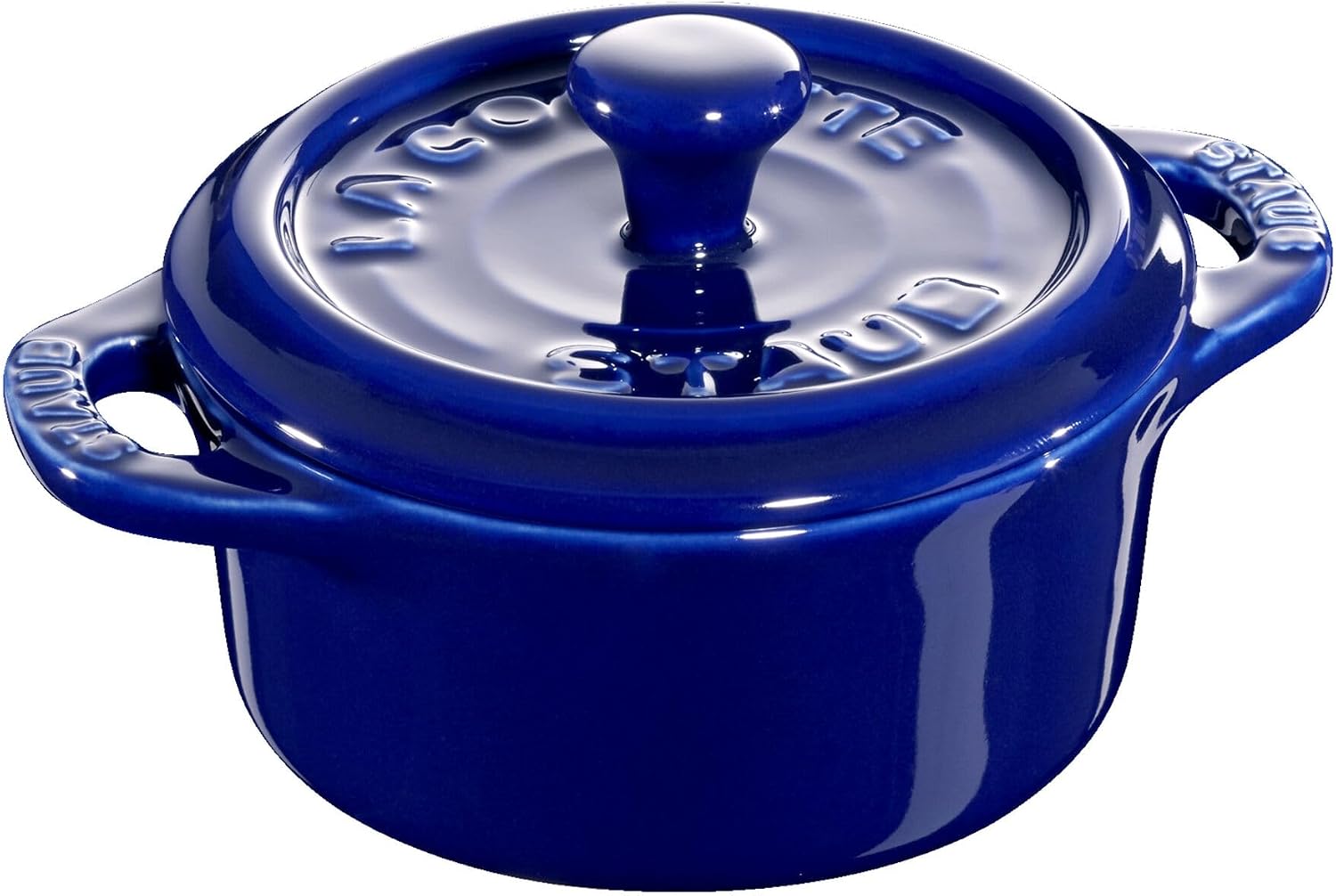 STAUB Ceramic Dutch Oven 3-piece Mini Round Cocotte, Dark Blue