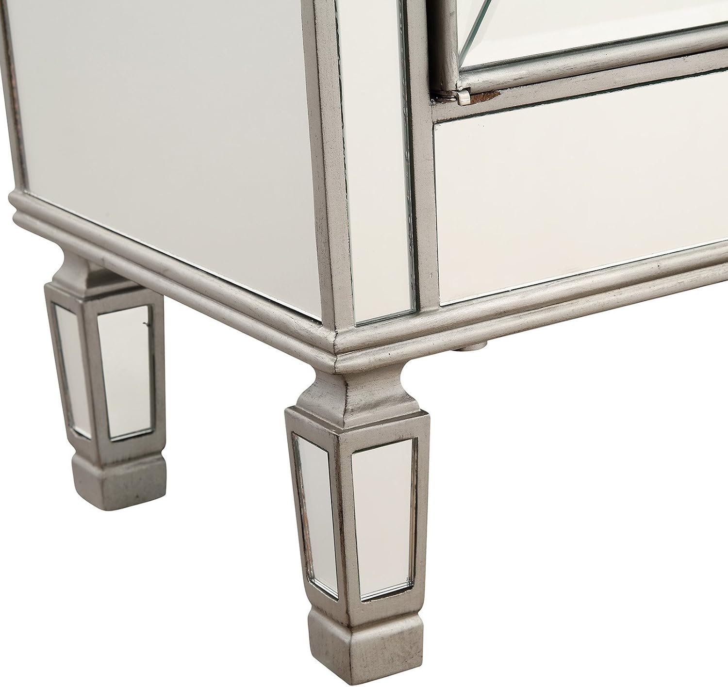 Elegant Lighting 3 Drawer 4 Door Cabinet in Silver Clear 60" x 14" x 36"