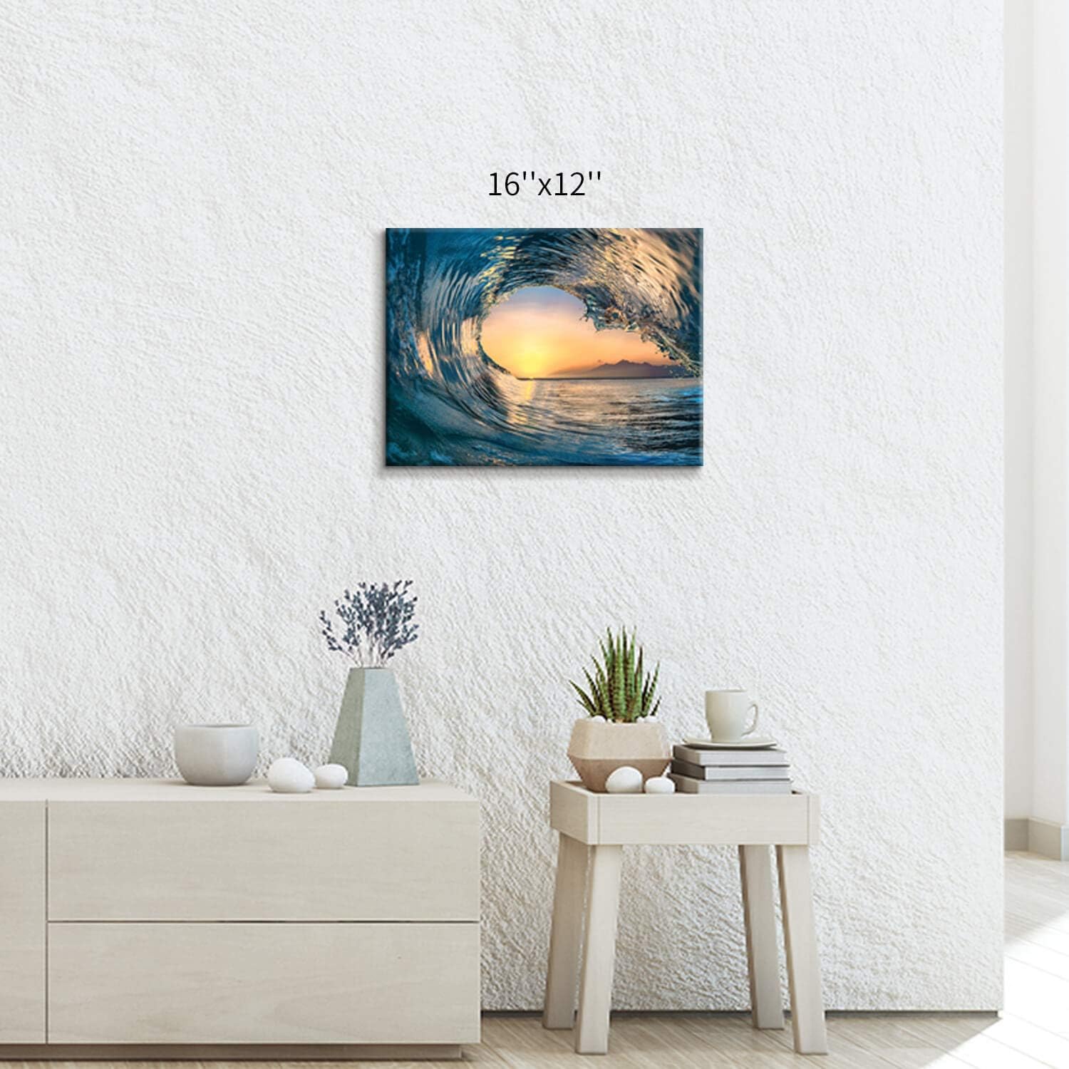 Hardy Gallery Ocean Wave Canvas Wall Art Coastal Decor 16x11 Inch