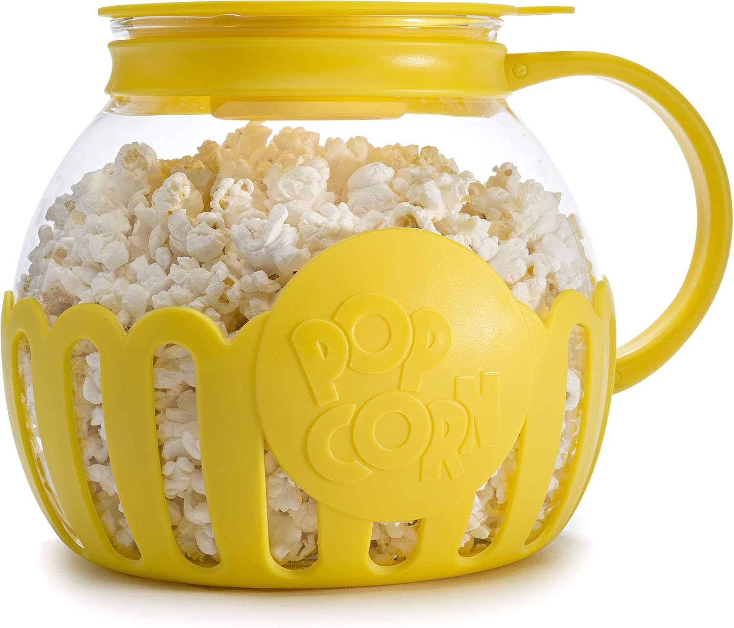 Ecolution Patented Micro-Pop Microwave Popcorn Popper with Temperature Safe Glass, 3-in-1 Lid Measures Kernels and Melts Butter, Made Without BPA, Dishwasher Safe, 3-Quart, Red