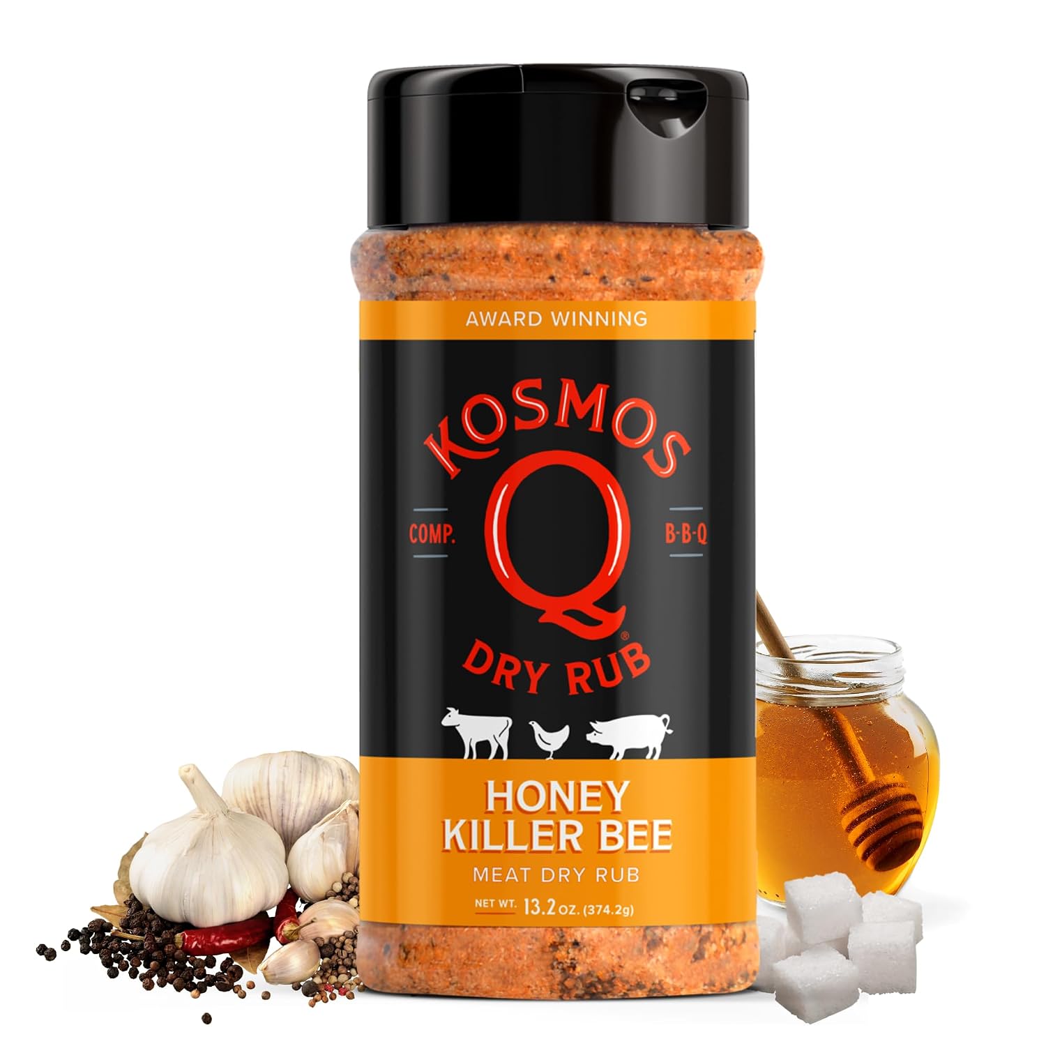 Kosmos Q Hot Dirty Bird BBQ Dry Rub, Spicy Seasoning with Chili Pepper, Brown Sugar, Garlic & Onion for Chicken, Turkey, Ribs, Pork, Dry Rub for Smoking & Grilling Meat, BBQ Spice Blend, 11 Oz Bag