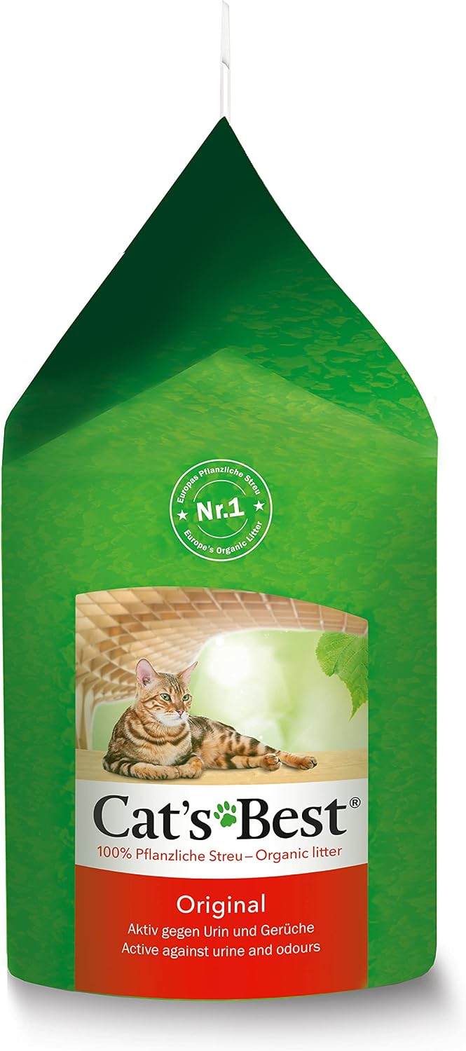 Cat's Best Original Clumping Wood Fibre Cat Litter 20 L / 8.6 kg | Clumping wood fibre cat litter - odour encapsulating, biodegradable, flushable - long-lasting and economical granules