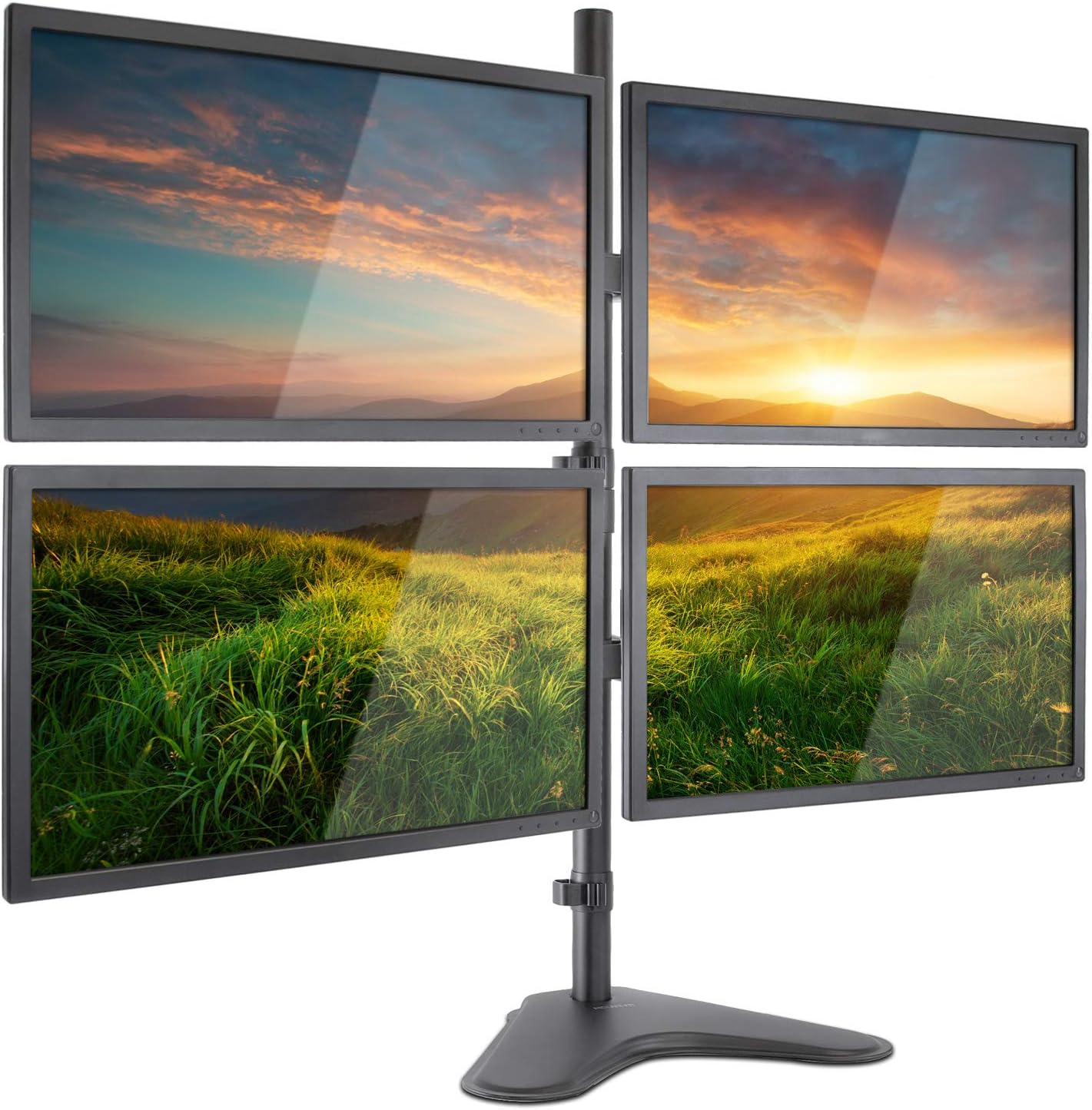 Mount-It! Quad Monitor Stand for 4 Screens up to 32", Free Standing Multi Monitor Desk Mount, Height Adjustable 34.8", 17.6 lbs Each