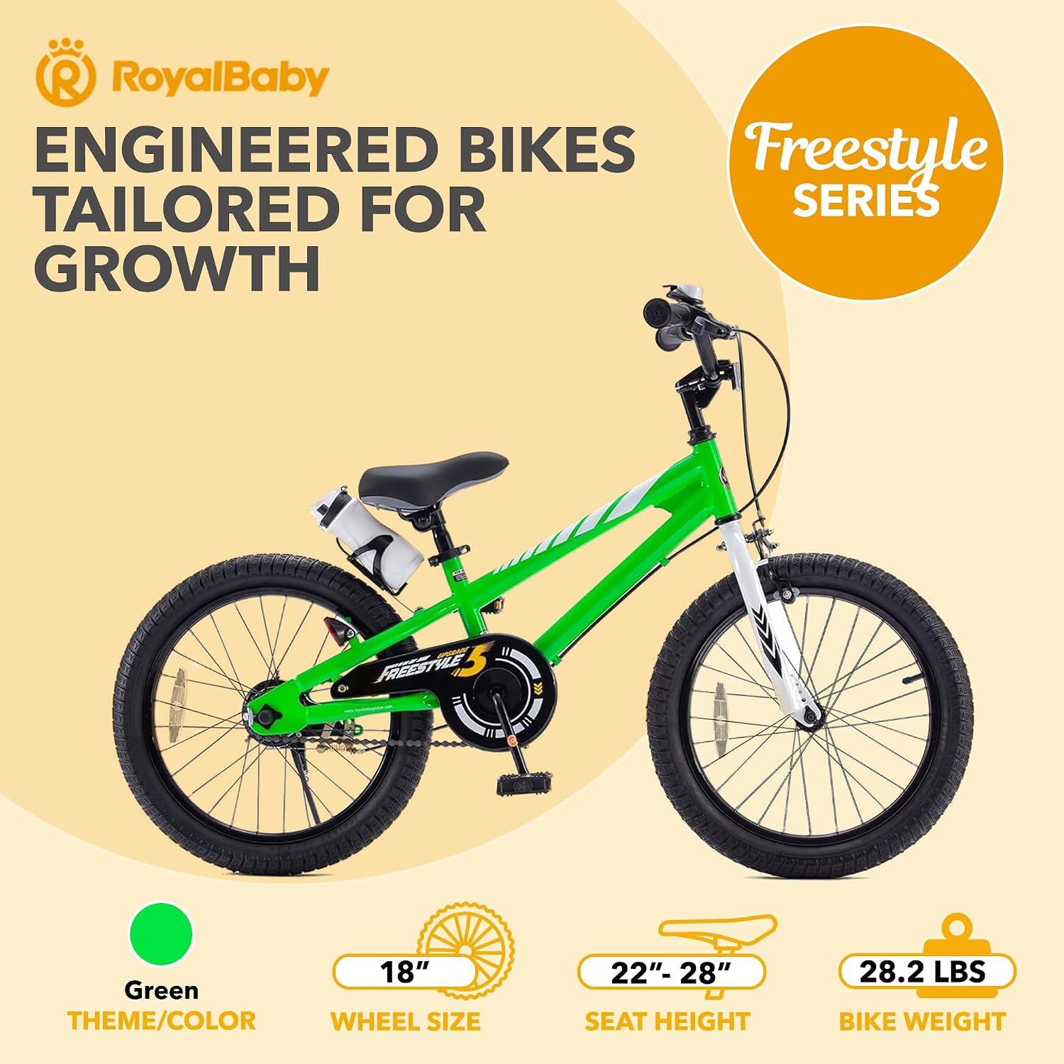 RoyalBaby Freestyle Kids Bike 12 14 16 18 20 Inch Bicycle for Boys Girls Ages 3-10 Years, Multiple Color Options