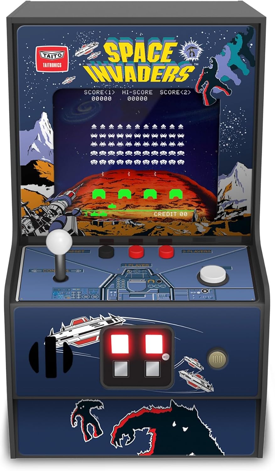 My Arcade Micro Player Mini Arcade Machine: Galaga Video Game, Fully Playable, 6.75 Inch Collectible, Color Display, Speaker, Volume Buttons, Headphone Jack - Electronic Games